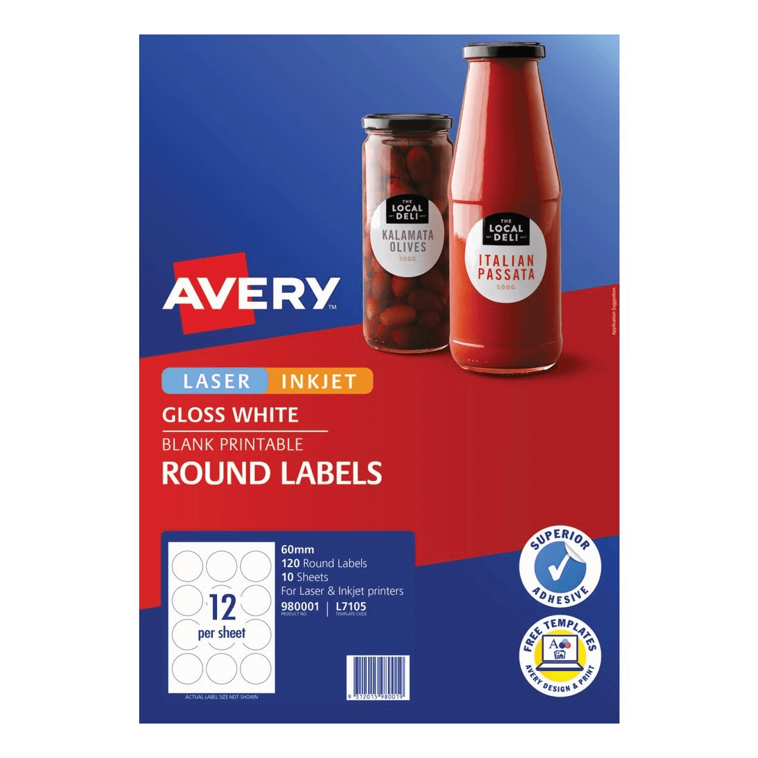 2 Avery 12UP Inkjet Laser Gloss Round Labels White 10 Sheets, 2 of 6