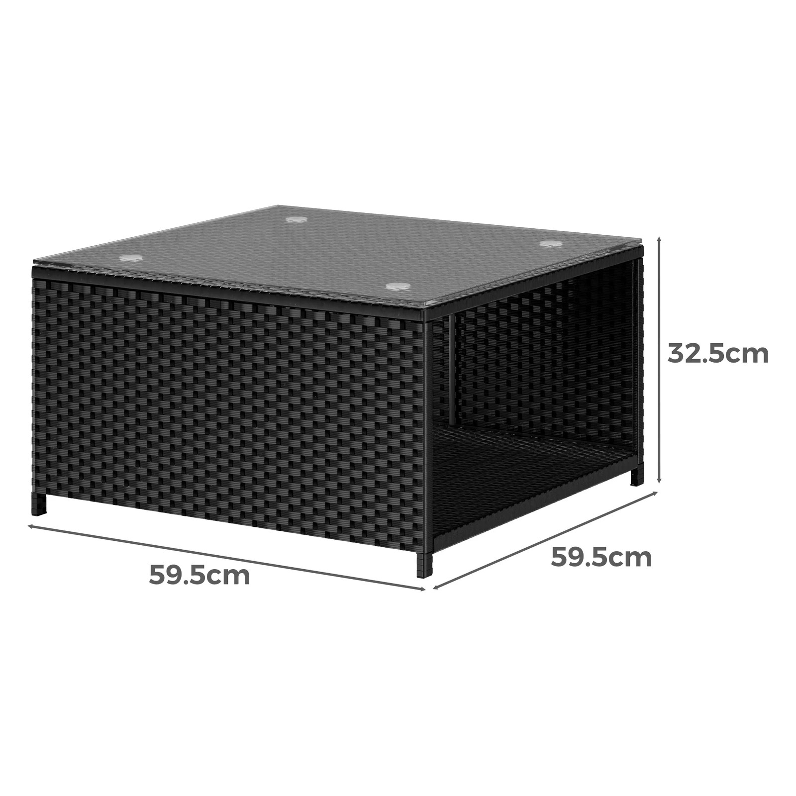 6 Alfordson 6 Seater Outdoor Lounge Setting 7PCS Sofa Set Furniture Patio - Black, 6 of 10