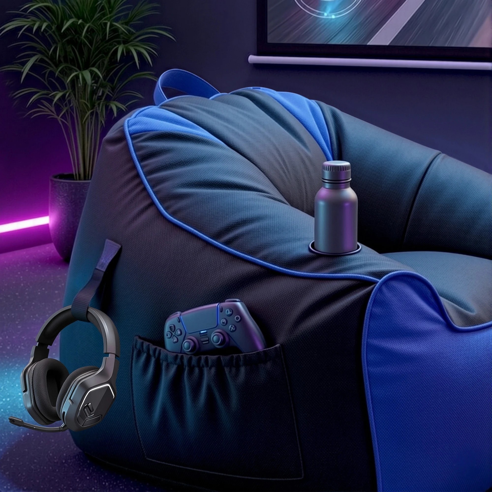7 Artiss Gaming Bean Bag Chair Cover No Filler Floor Gaming Chair Cover Adults Teens Kids - Multi, 7 of 9