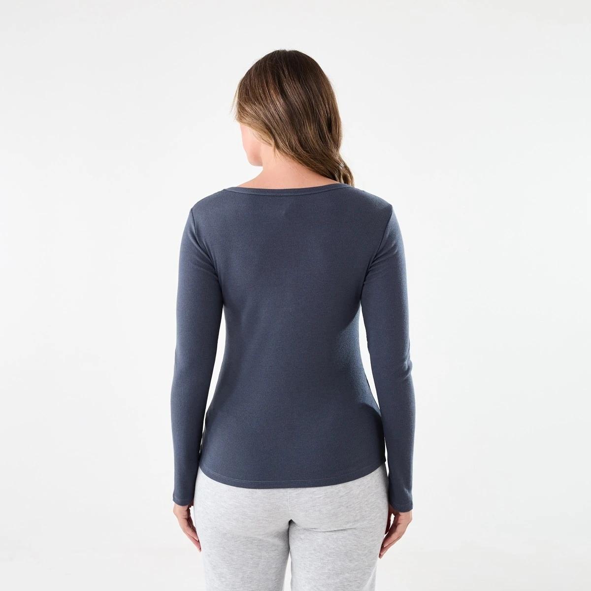 3 Long Sleeve Rib Henley Top Shadw Navy, 3 of 6