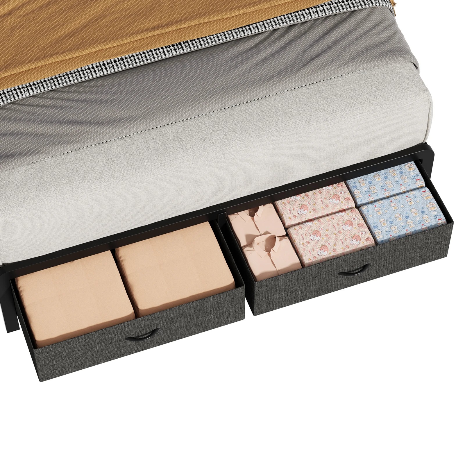 6 Advwin Queen Size LED Bed Frame with Charging and 2 Drawers - Brown, 6 of 9