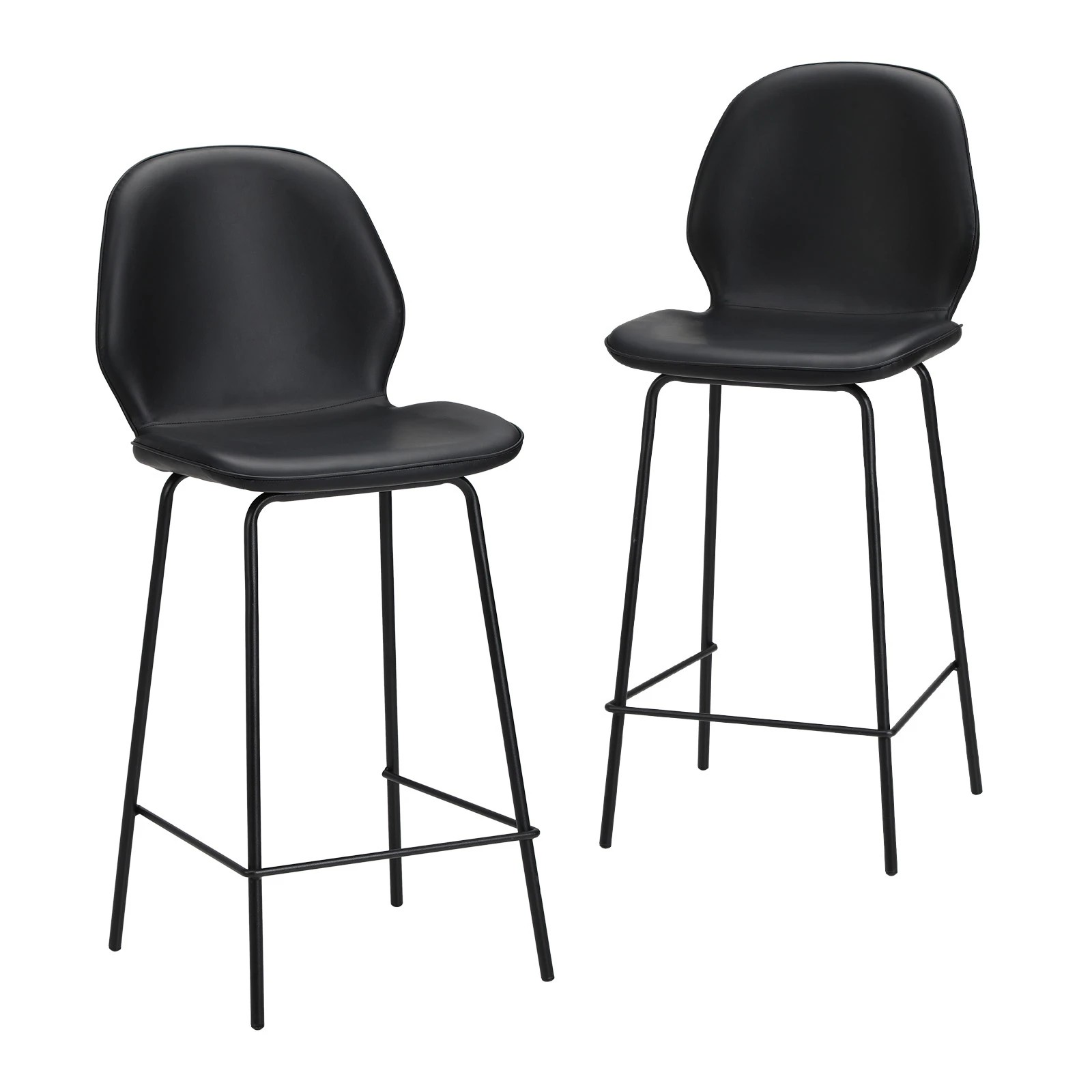 1 Oikiture 2PCS Bar Stools Kitchen Counter Chair Metal - Black, 1 of 9
