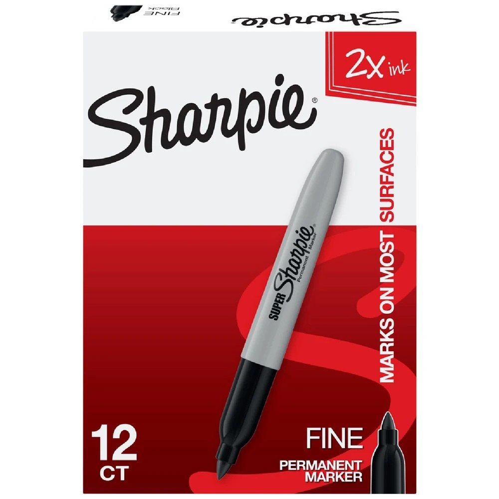 1 Sharpie Super Permanent Markers Black 12 Pack, 1 of 5