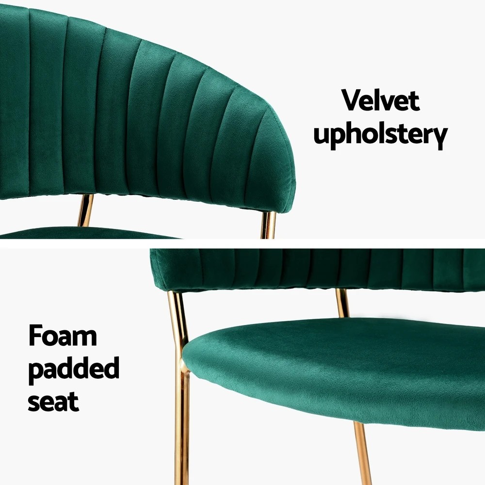 5 Artiss Dining Chairs Set of 4 Velvet Hollow Armchair - Green, 5 of 6