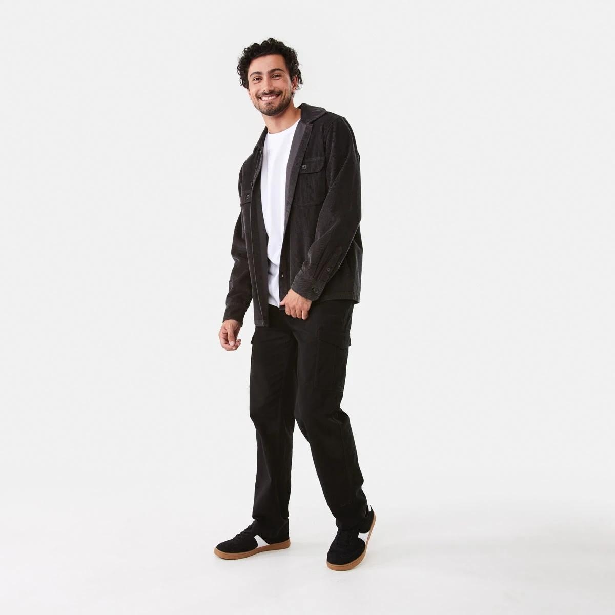 3 Long Sleeve Corduroy Overshirt Char Grey, 3 of 10
