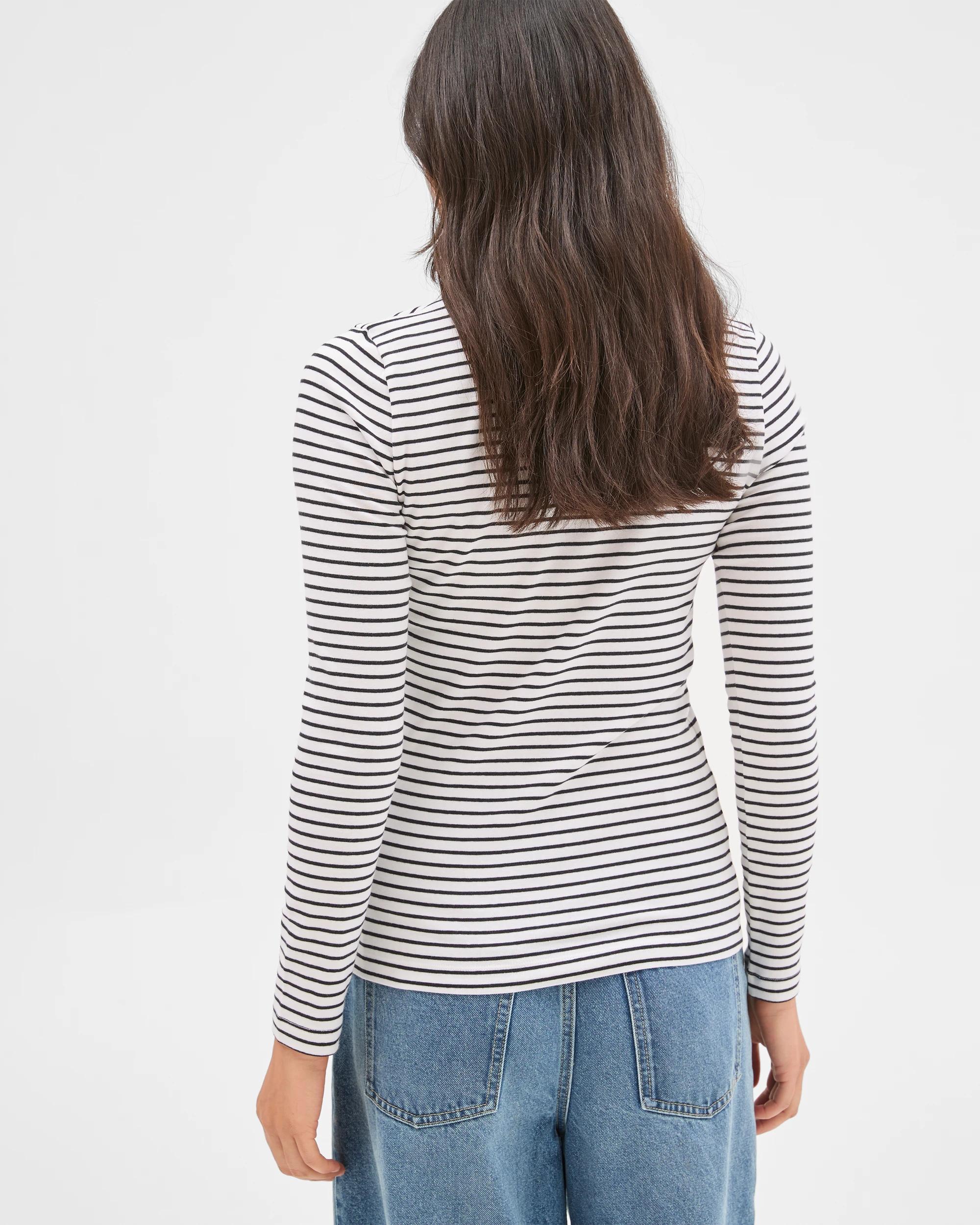 8 Target Woman Soft Touch Long Sleeve Striped T-Shirt CLOUD DANCER/BLACK, 8 of 8