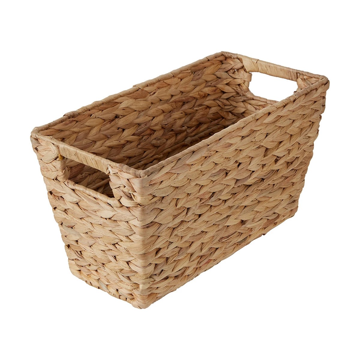 1 Rectangle Narrow Basket with Handles - Brown, 1 of 6