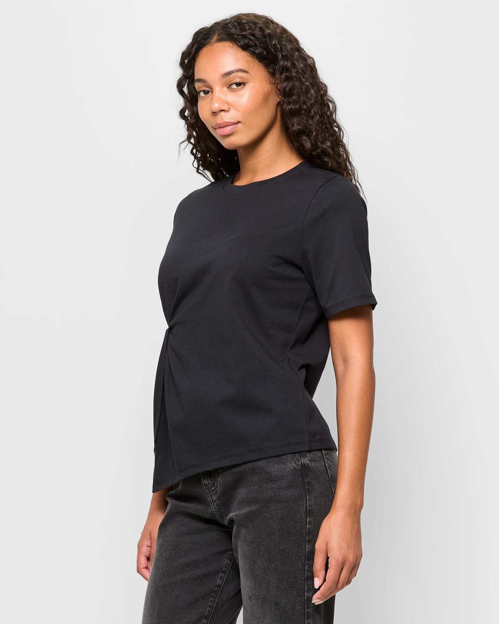 3 Target Australian Cotton Blend Asymmetrical Tuck T-shirt BLACK, 3 of 5