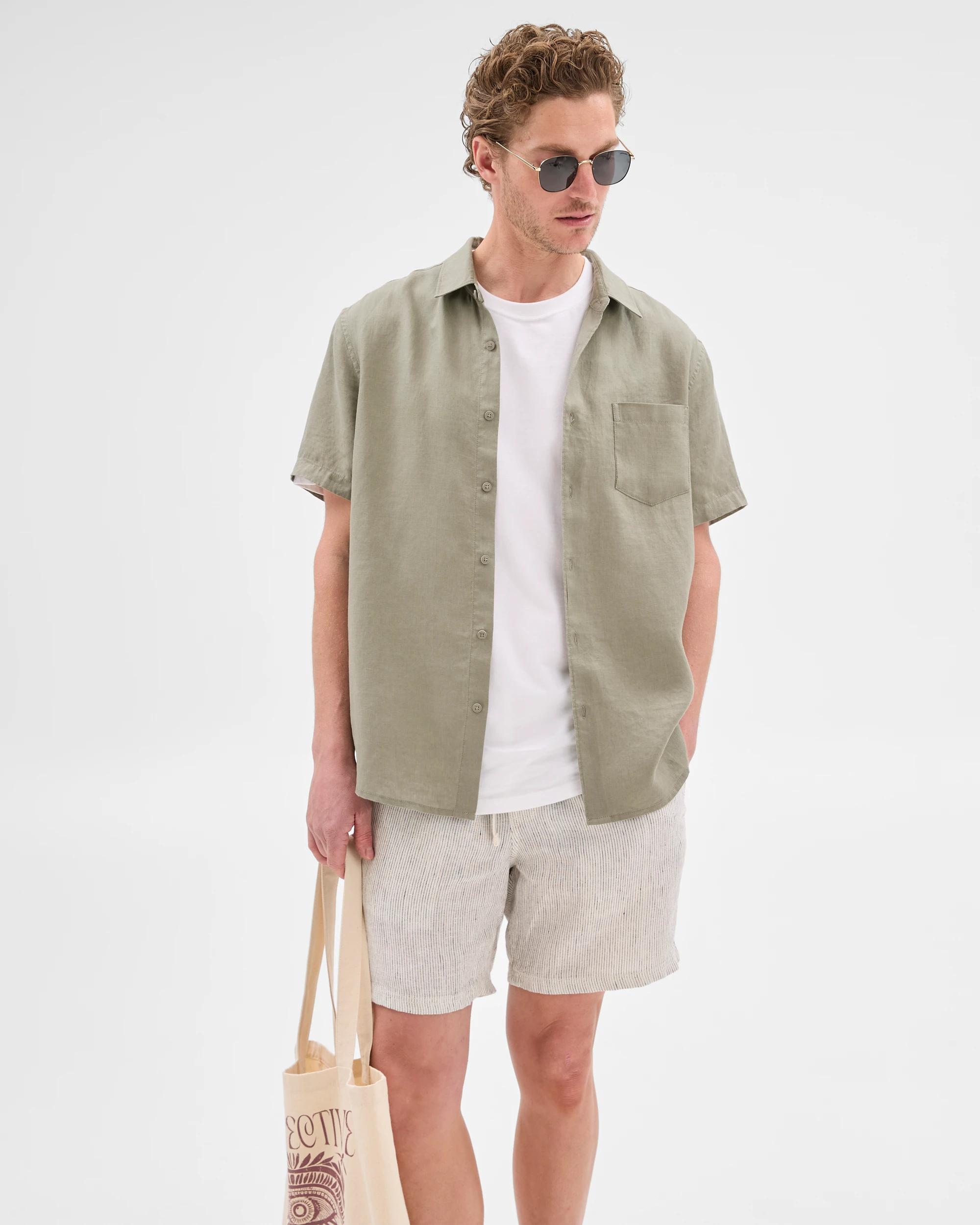 2 Target European Linen Short Sleeve Shirt KHAKI, 2 of 5