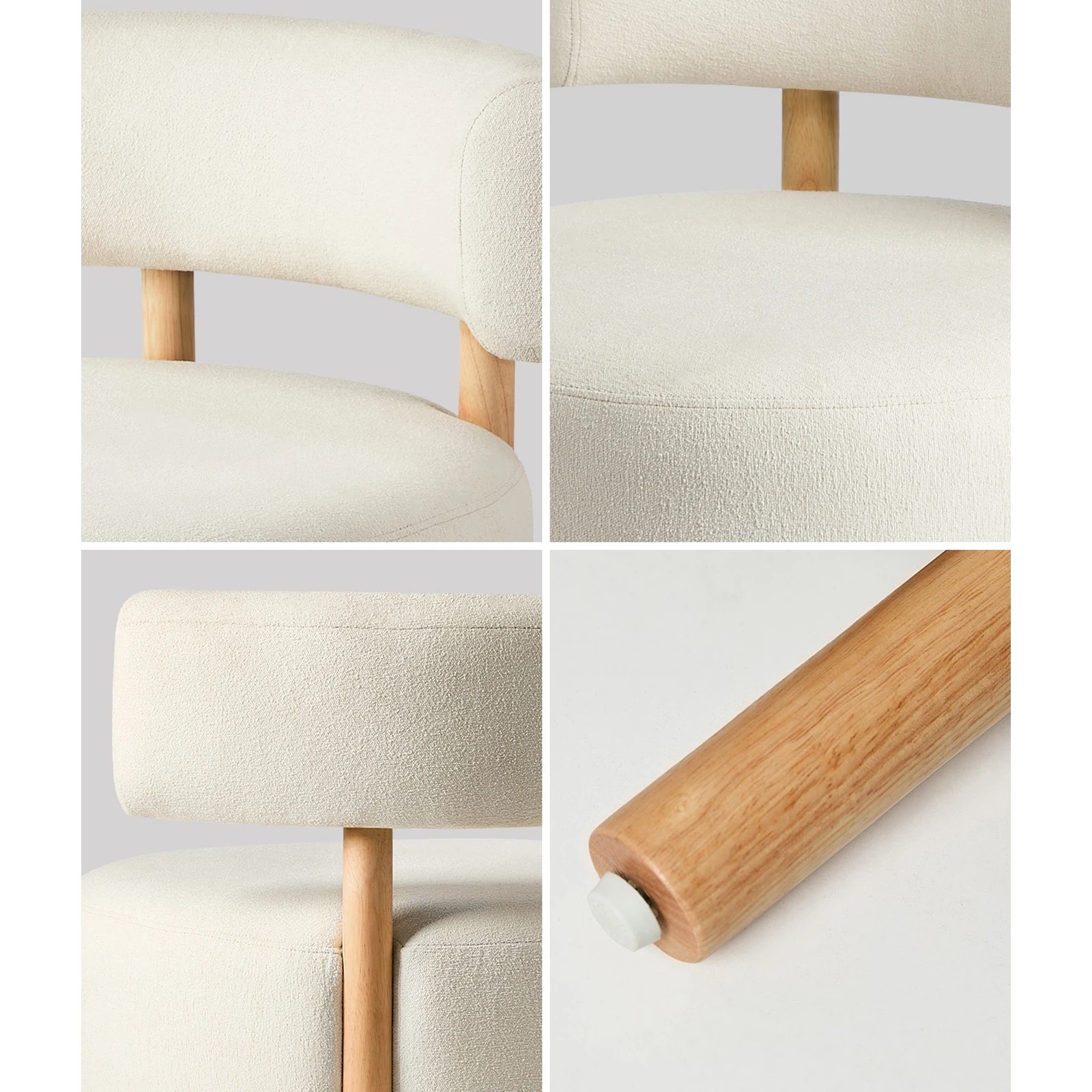 5 Oikiture Wooden Armchair Lounge Chair Linen Fabric Accent Armchairs - Beige, 5 of 10