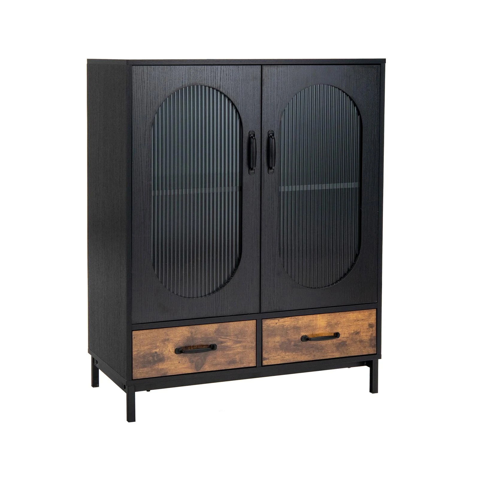 1 Costway 2-Tier Buffet Sideboard Storage Drawers Cabinet Dining Room - Black, 1 of 3