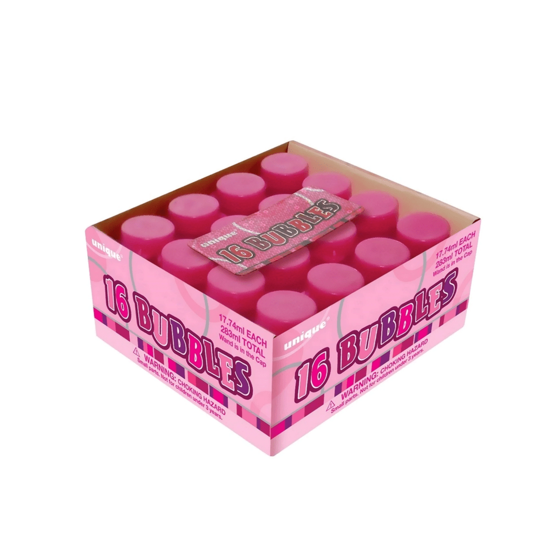 1 Meteor Glitz Pink Mini Bubble Bottles Pack of 16, 1 of 1