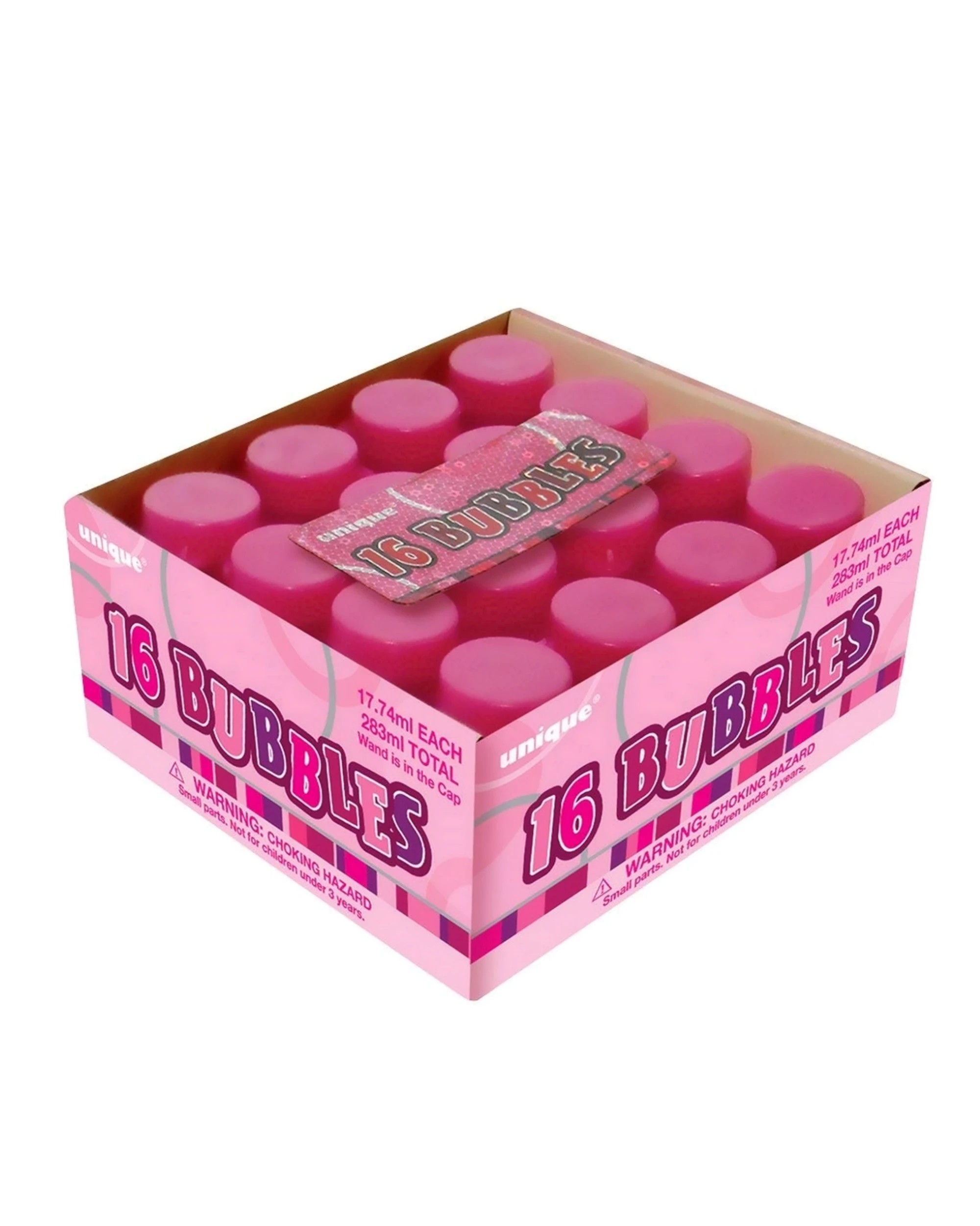 1 Unique Glitz Pink Mini Bubble Bottles Pack of 16 - Pink, 1 of 1