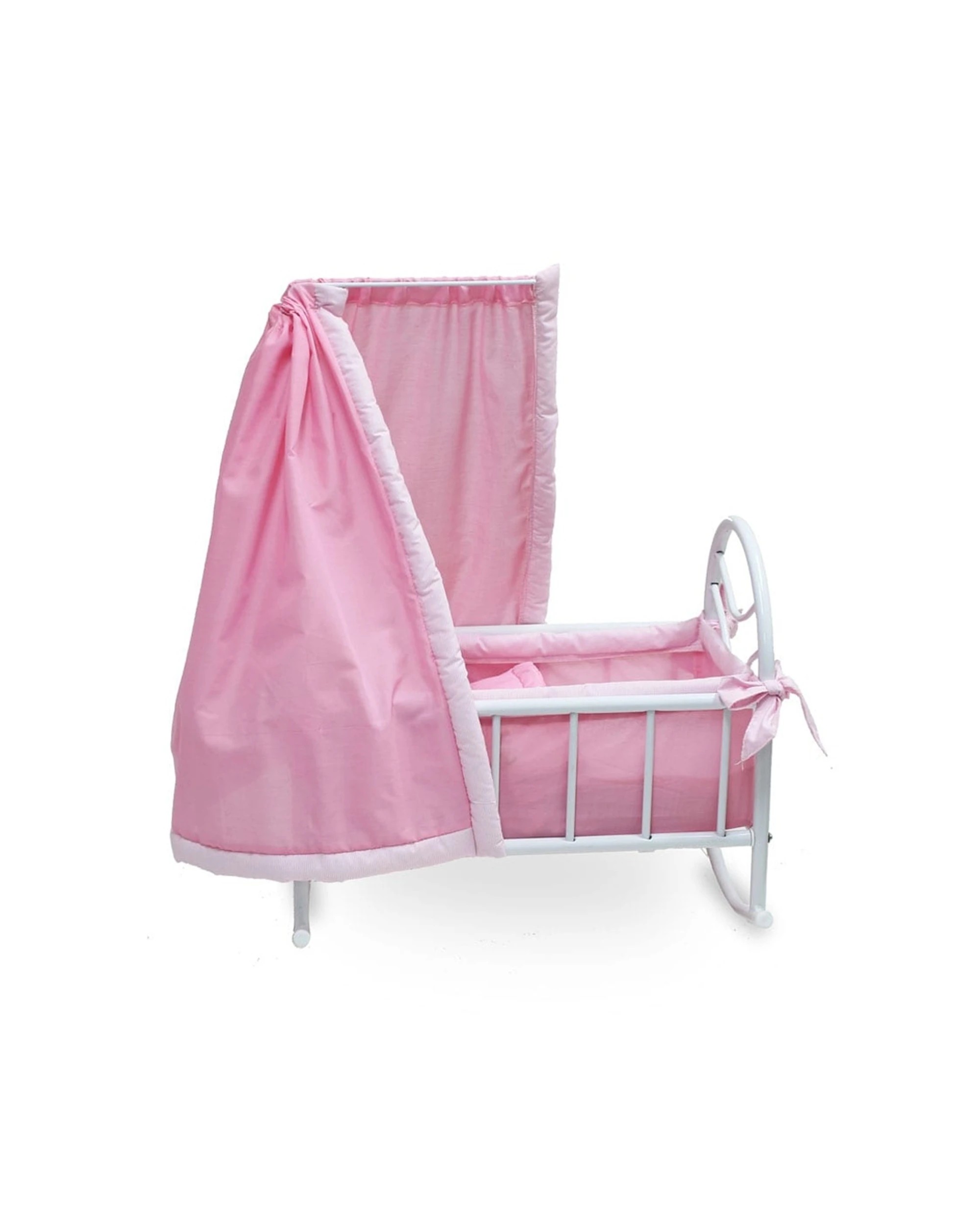 2 JustLikeMum Kids Pretend Play Doll Rocking Cradle Steel Frame Washable Fabr - Pink, 2 of 7
