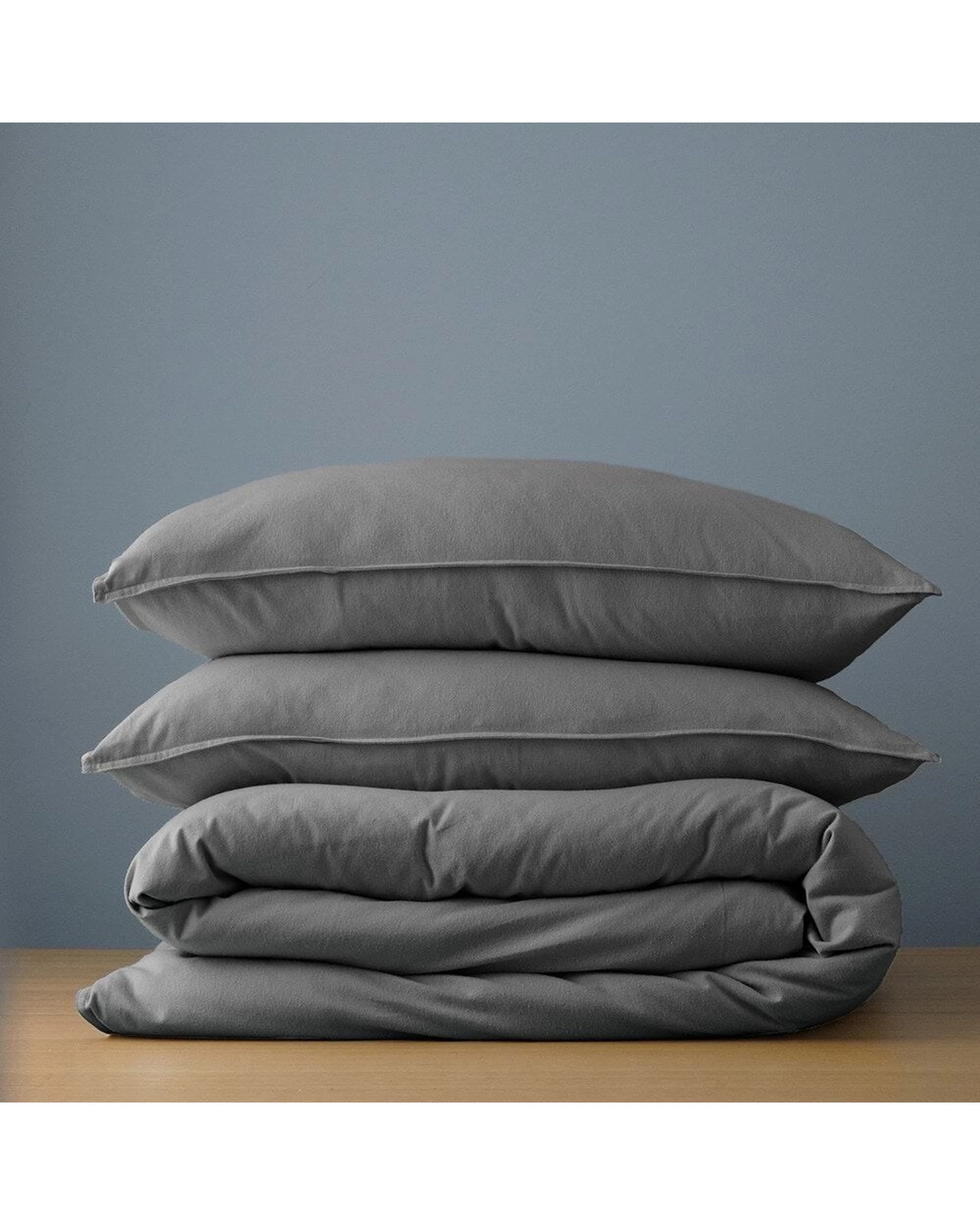 3 Canningvale Cozi Cotton Flannelette Quilt Bed Bedding Cover Set Ash Queen - Grey, 3 of 3