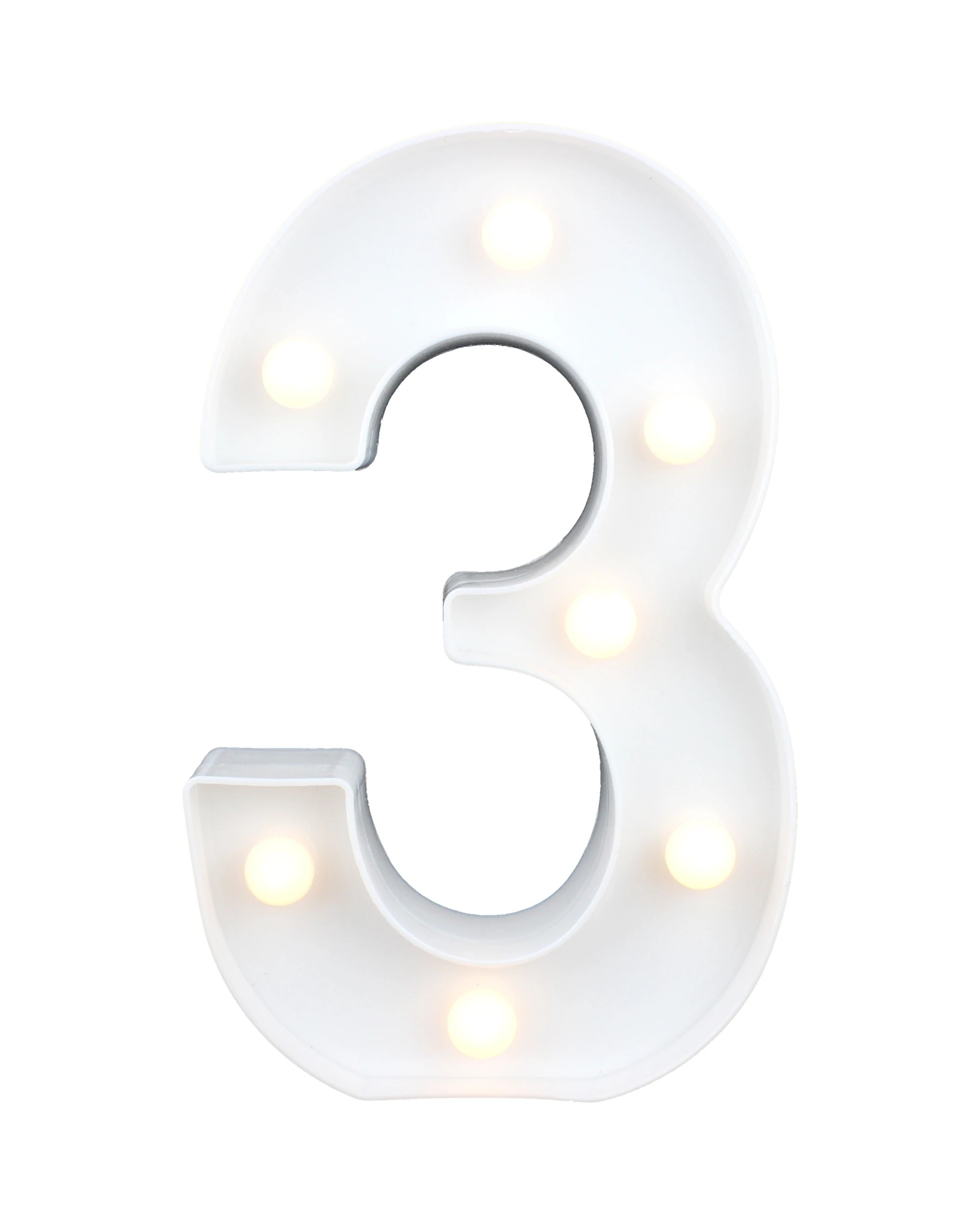 1 Partyrama LED Light Up Number 3 White, 1 of 3