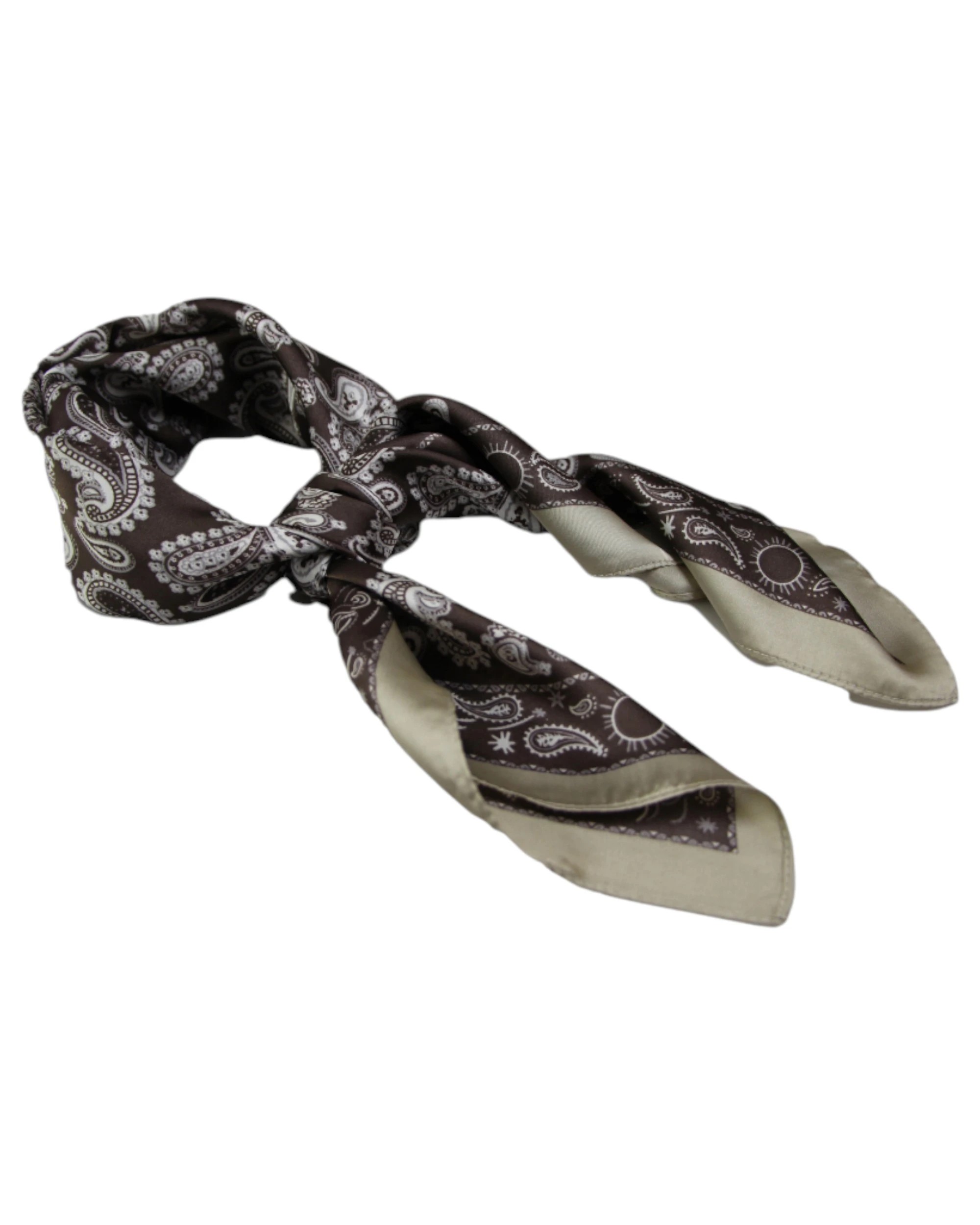 1 Zasel Womens Brown & Champagne Paisley Silk Feel Soft Neck Scarf - Multi, 1 of 1