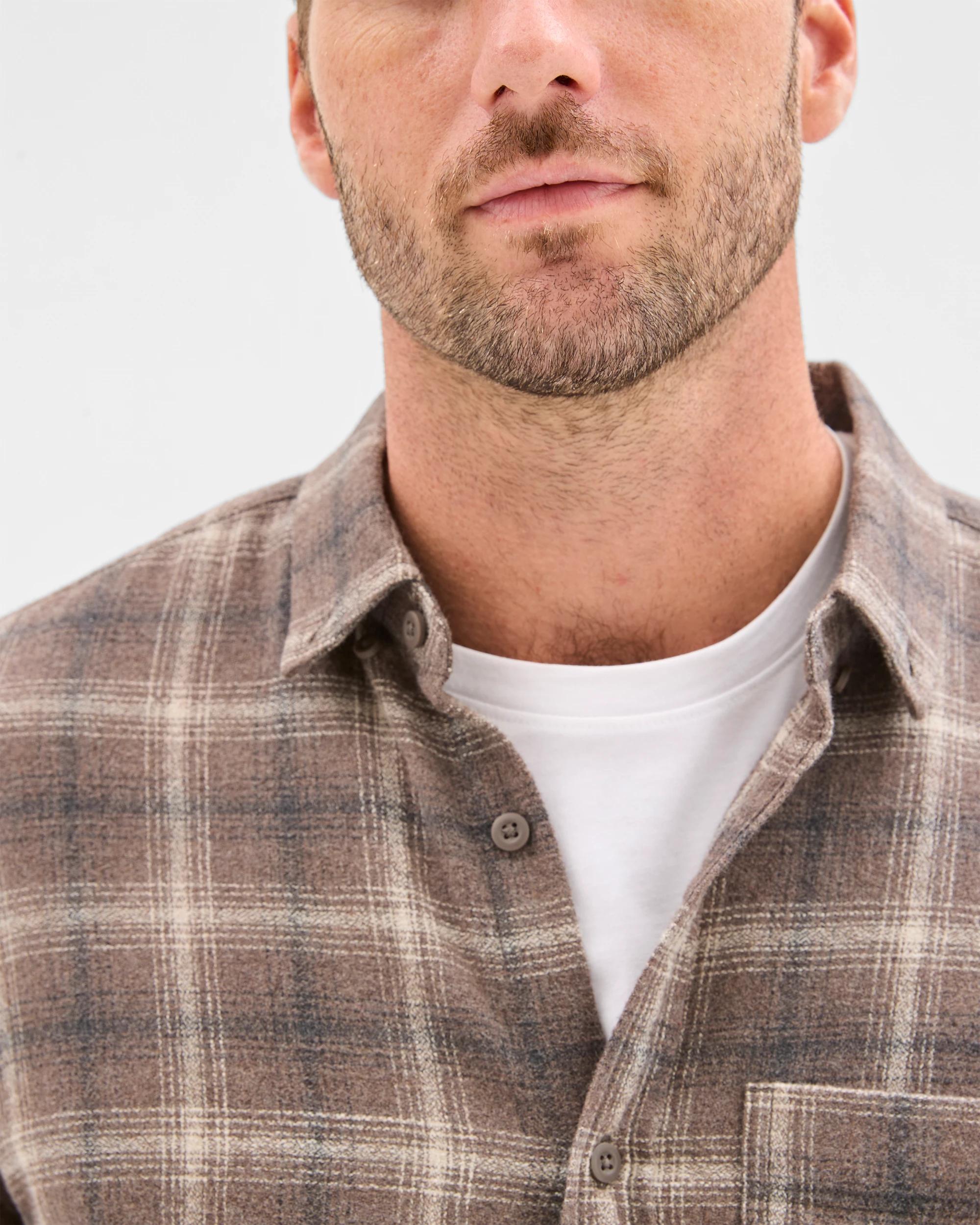 4 Target Man Long Sleeve Brushed Check Shirt CHOCOLATE, 4 of 5