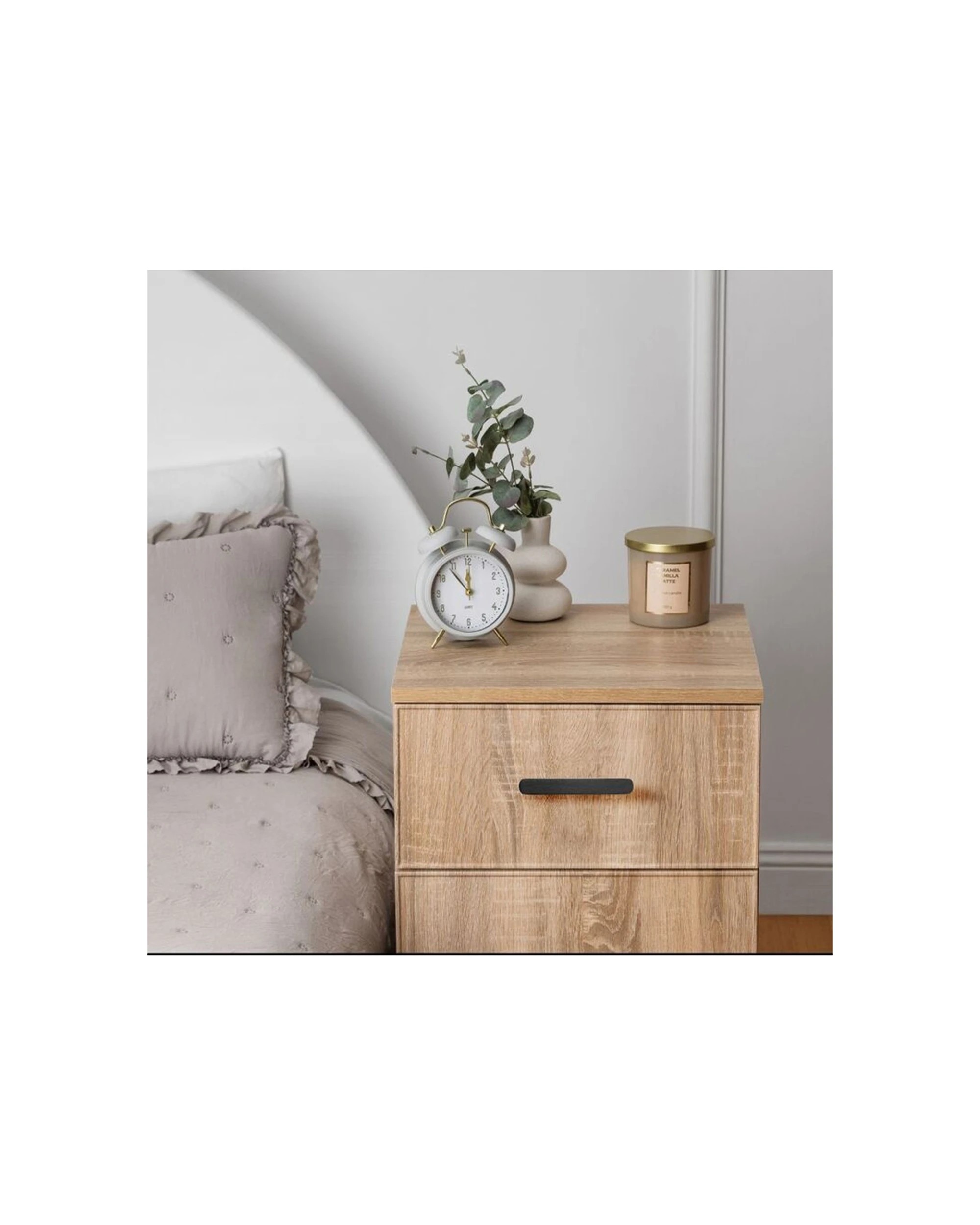 4 European Cabinetry Porto Oak Slim Bedside Table Oval Handle - Natural, 4 of 4