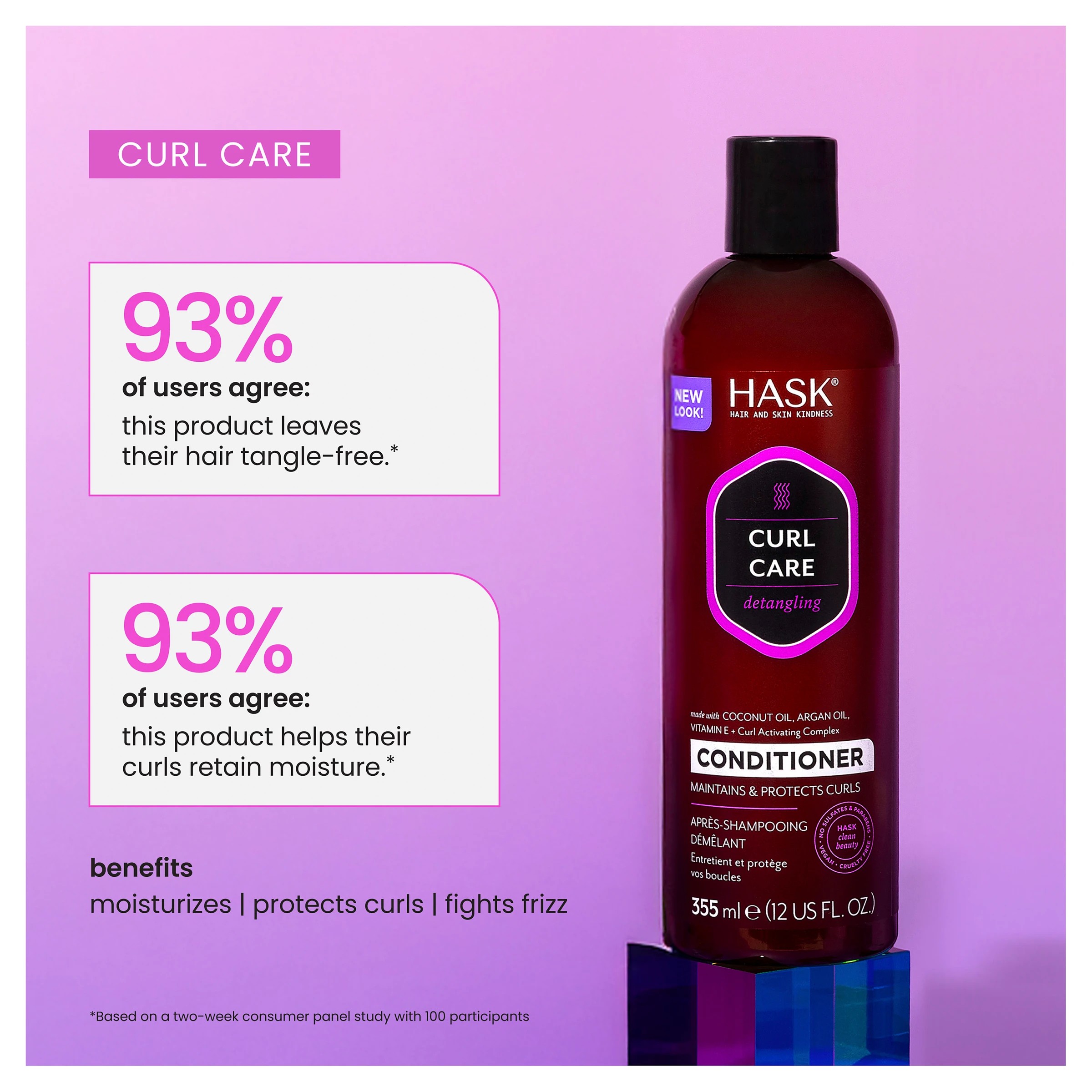 9 Hask Curl Care Detangling Conditioner , Coconut Oil Argan Oil Vitamin E and Curl Activating Complex - 355ml - Multi, 9 of 10
