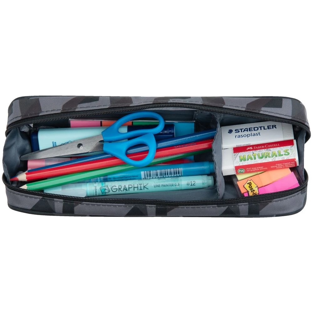 2 Liht Lab Twin Zip Multi Compartment Pencil Case Green Camo, 2 of 4