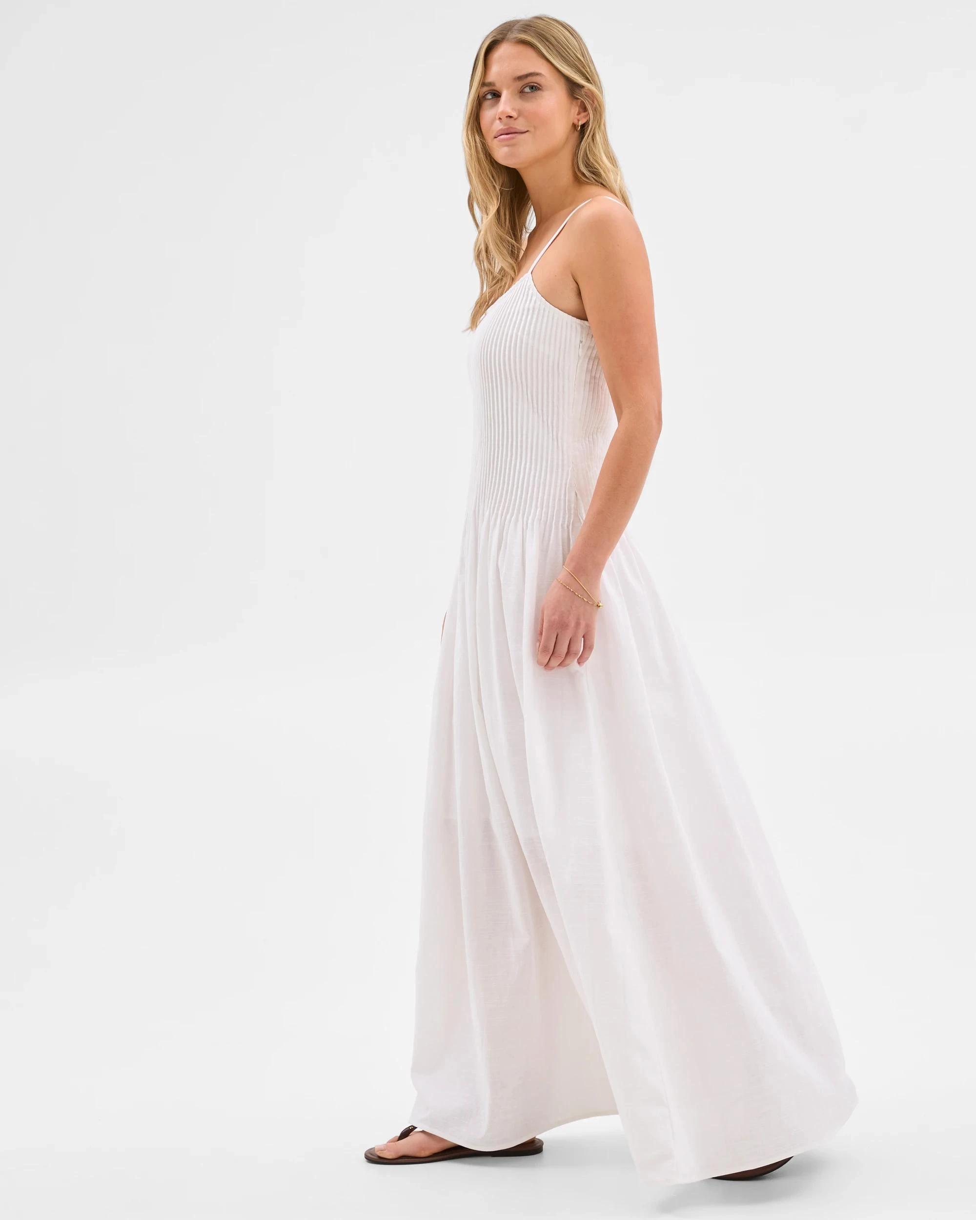 4 Lily Loves Australian Cotton Woven Pintuck Maxi Dress WHITE, 4 of 7