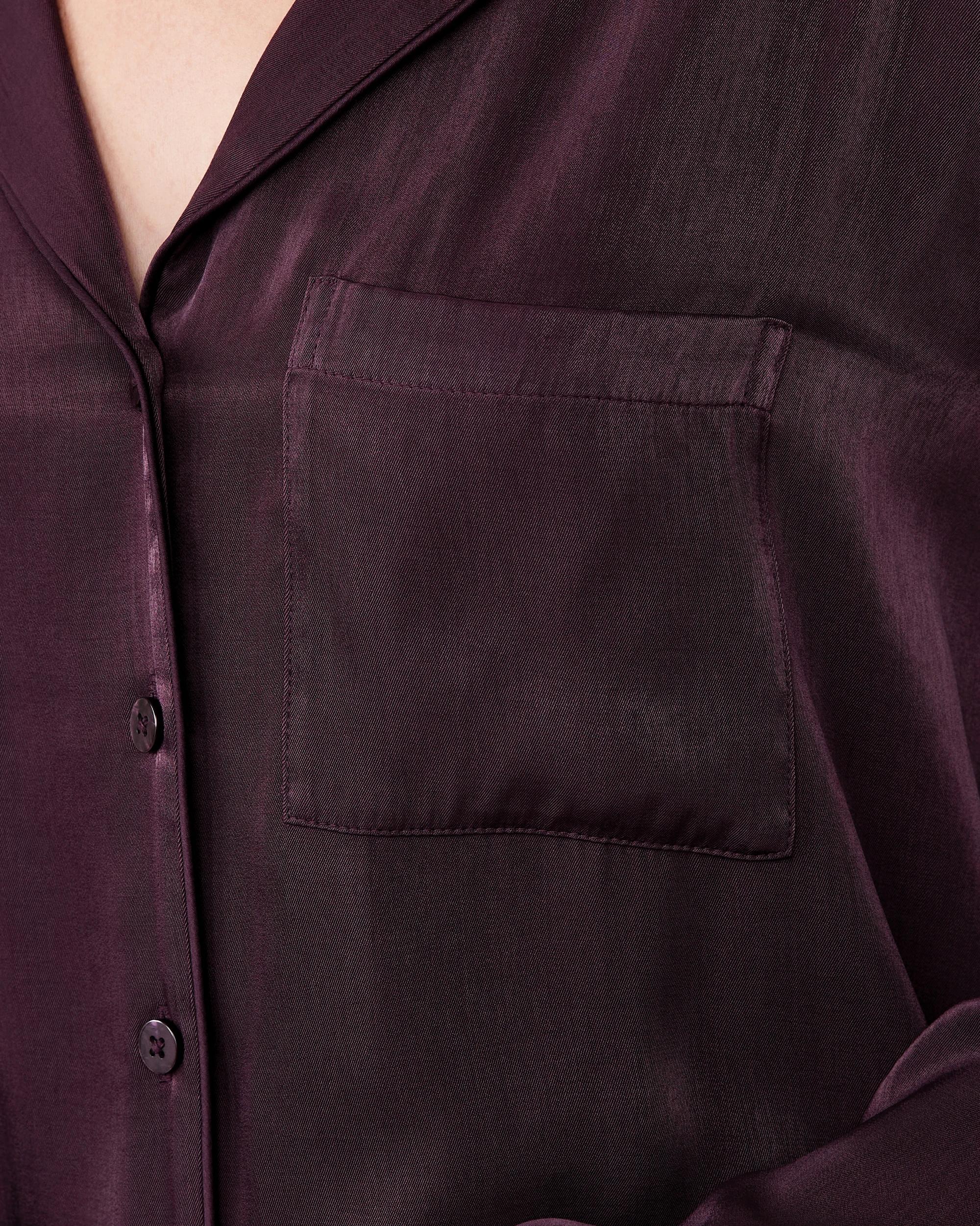 8 Lace Trim Matte Satin Pyjama Set Night Plum, 8 of 9