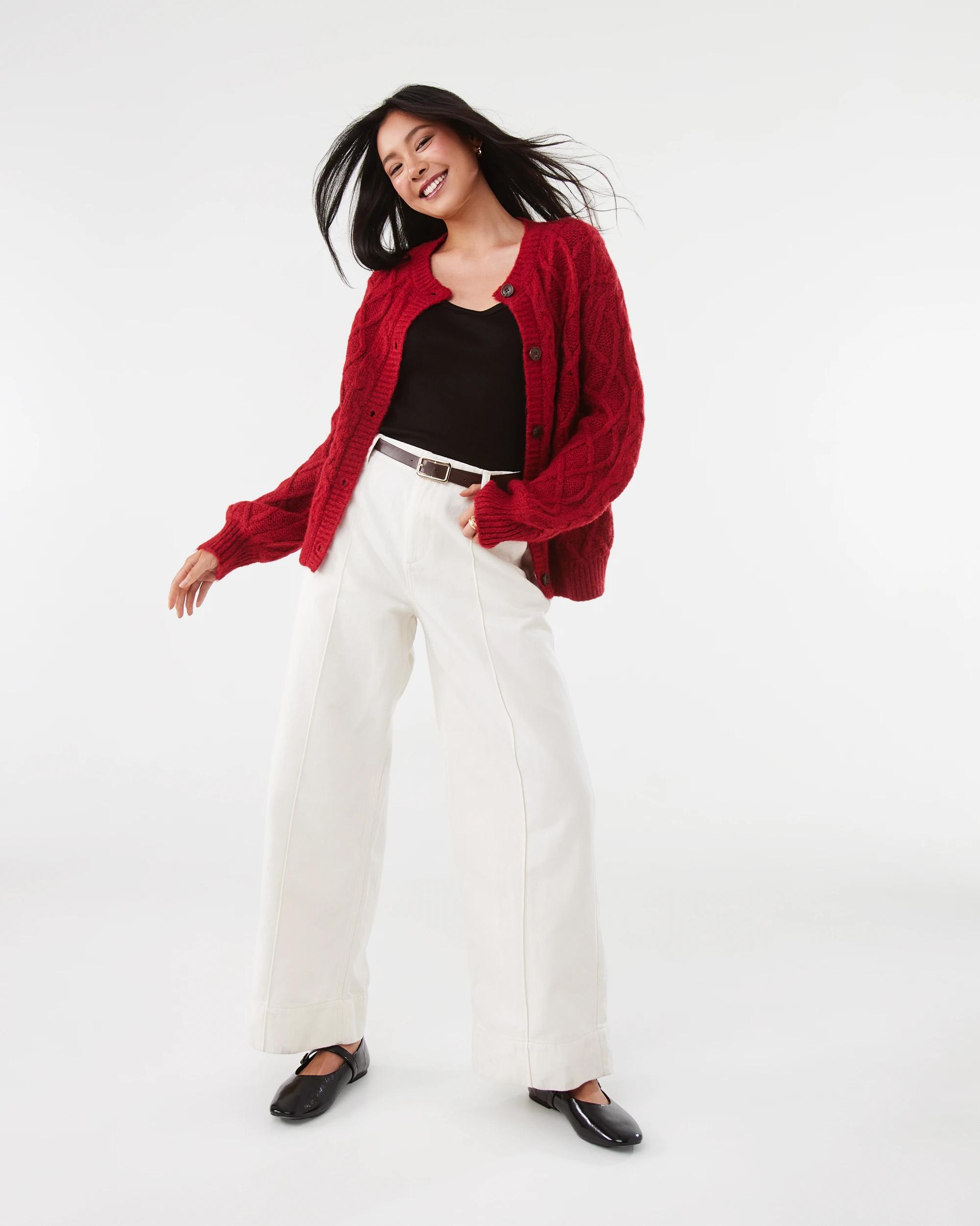 2 Belted Wide Leg Jeans Ecru, 2 of 8