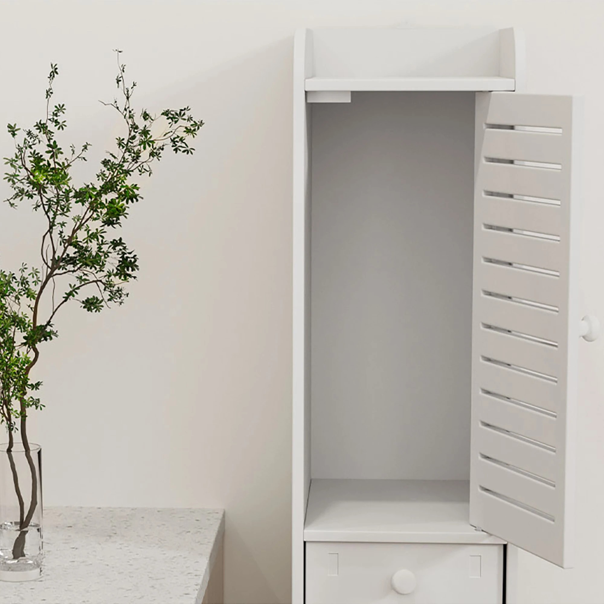 4 Artiss 2X Bathroom Toilet Storage Cabinet Laundry Tallboy Cupboard - White, 4 of 8