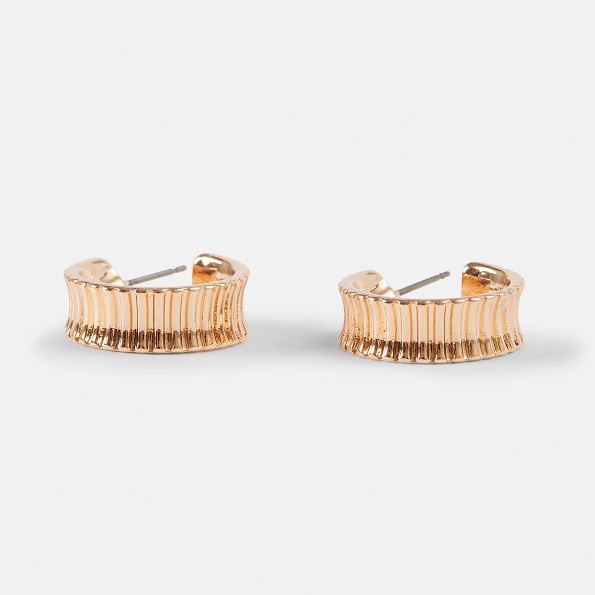 3 6 Pack Chunky Mini Hoop Earrings Gold, 3 of 9