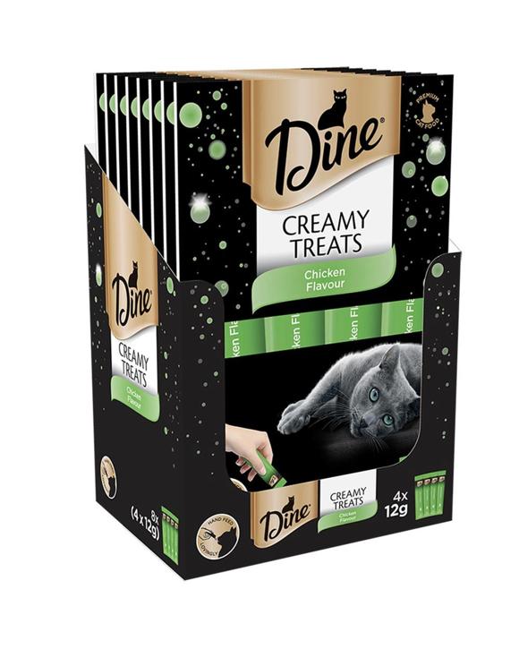 Dine Creamy Cat Food Treats Chicken Flavour 8 x (4 x 12g)