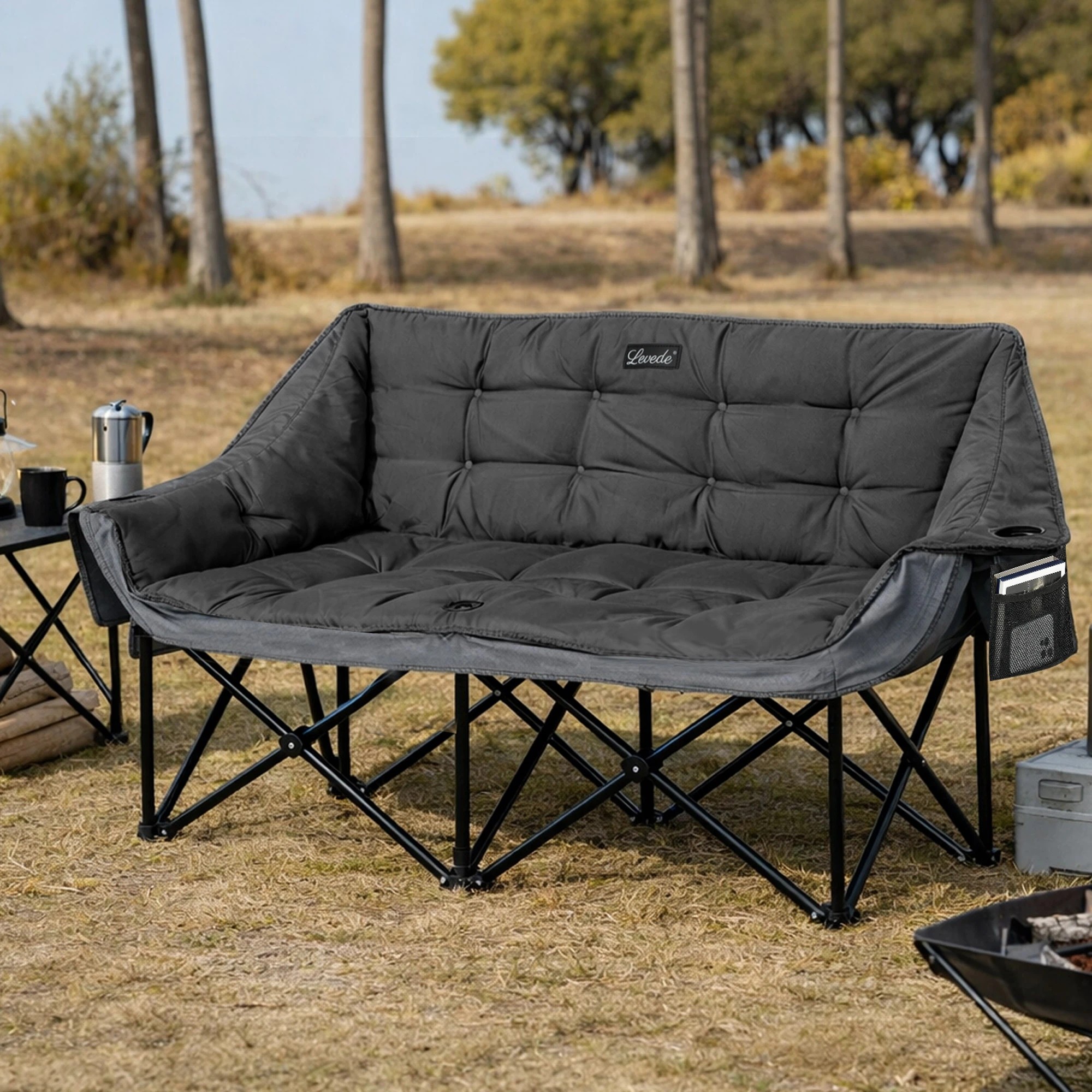 8 Levede Double Camping Chair Folding Outdoor Portable Fishing Picnic Travel Seat, 8 of 9