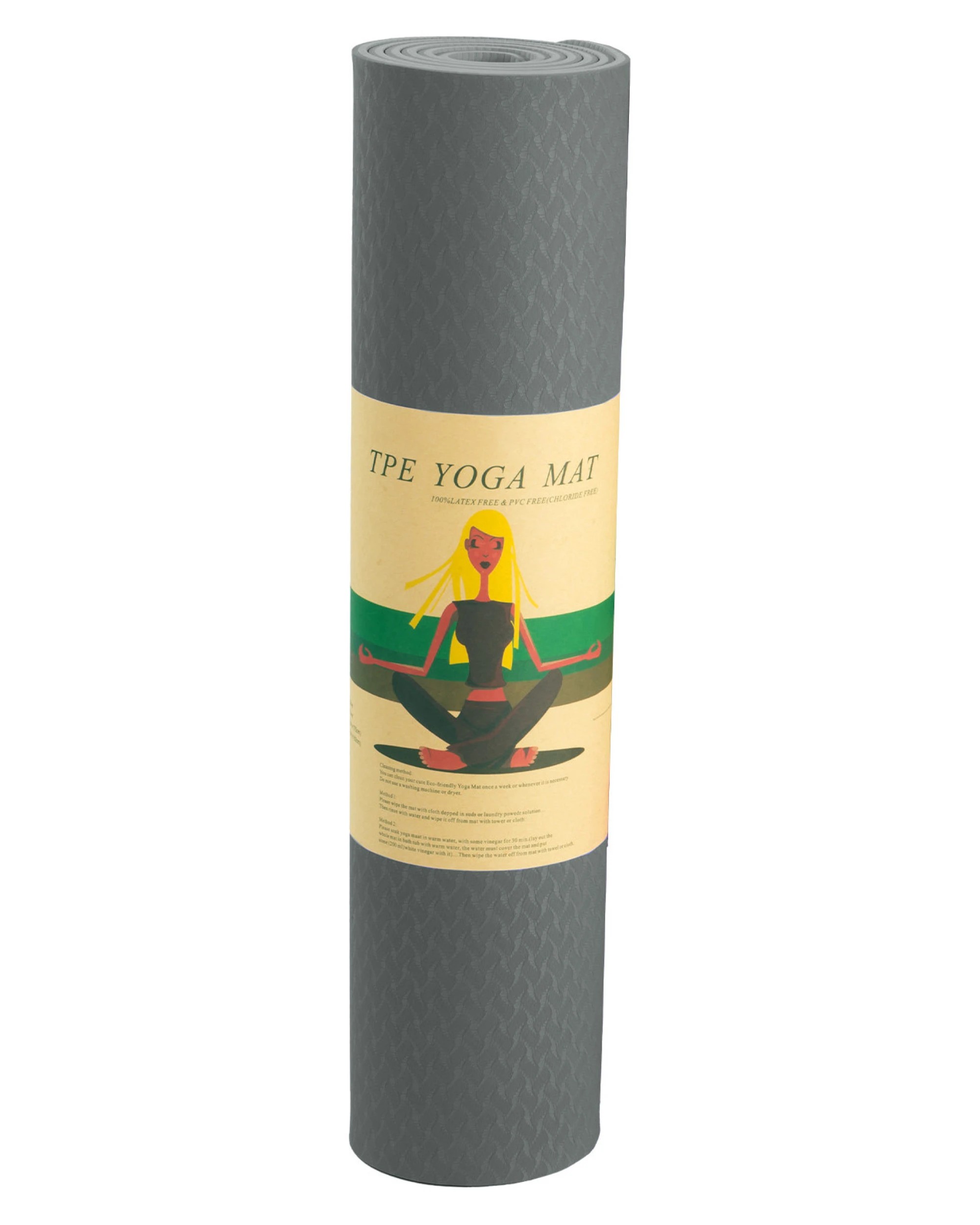 7 Powertrain TPE Pilates Exercise Yoga Mat Workout 6mm Home Gym 183cm - Grey, 7 of 7