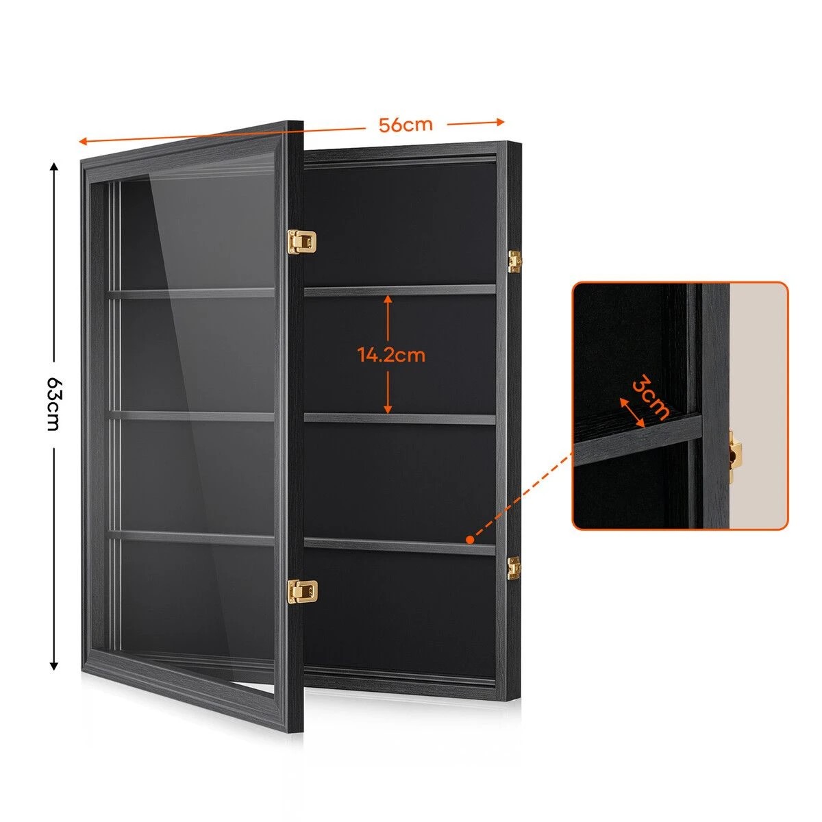 3 Ausway Graded Sports Card Display Case Lockable Wall Cabinet for Football Basketball Hockey Trading Cards, 3 of 7