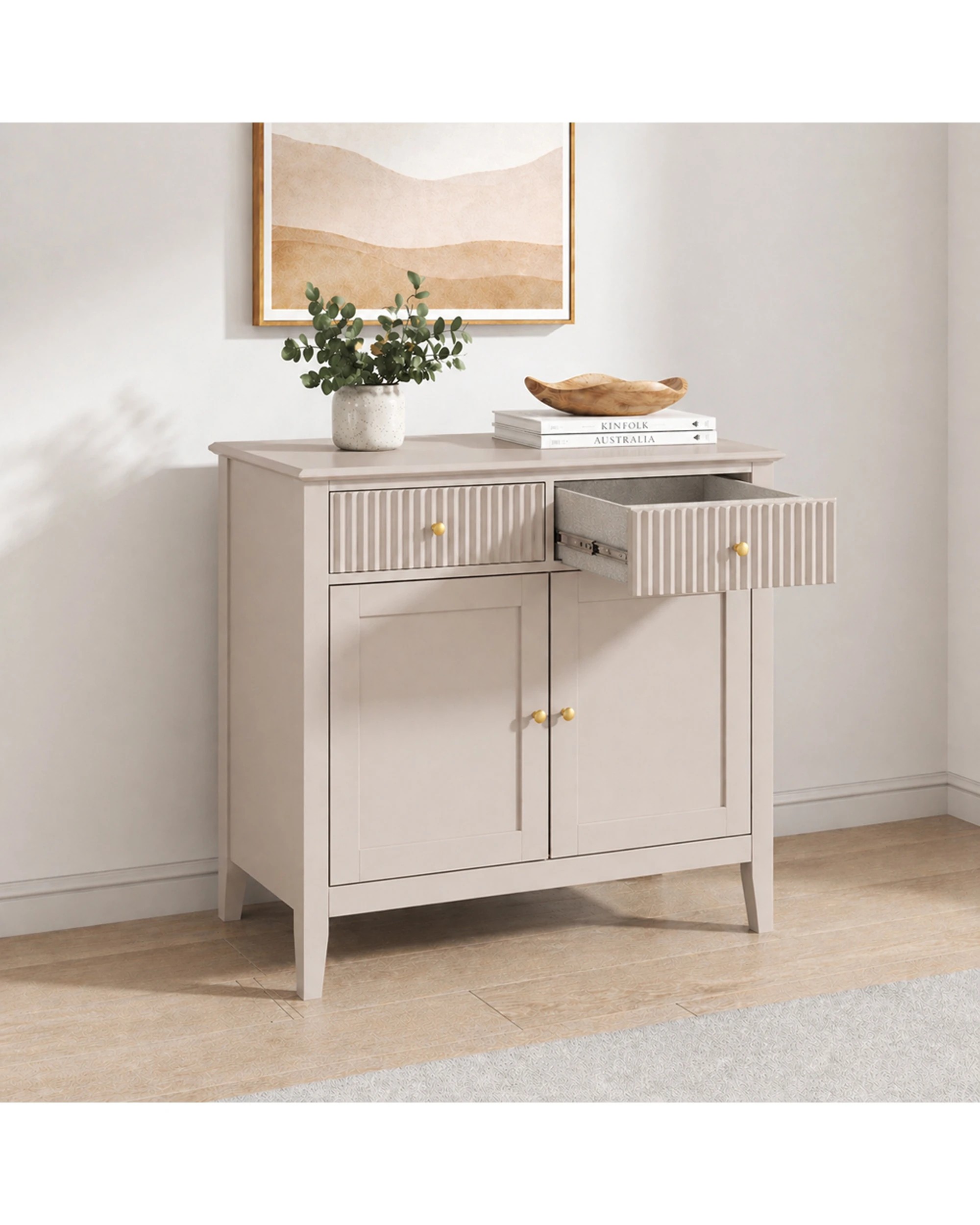 5 Alpine Bay Zara Fluted Buffet Cabinet 2 Door - Beige, 5 of 7
