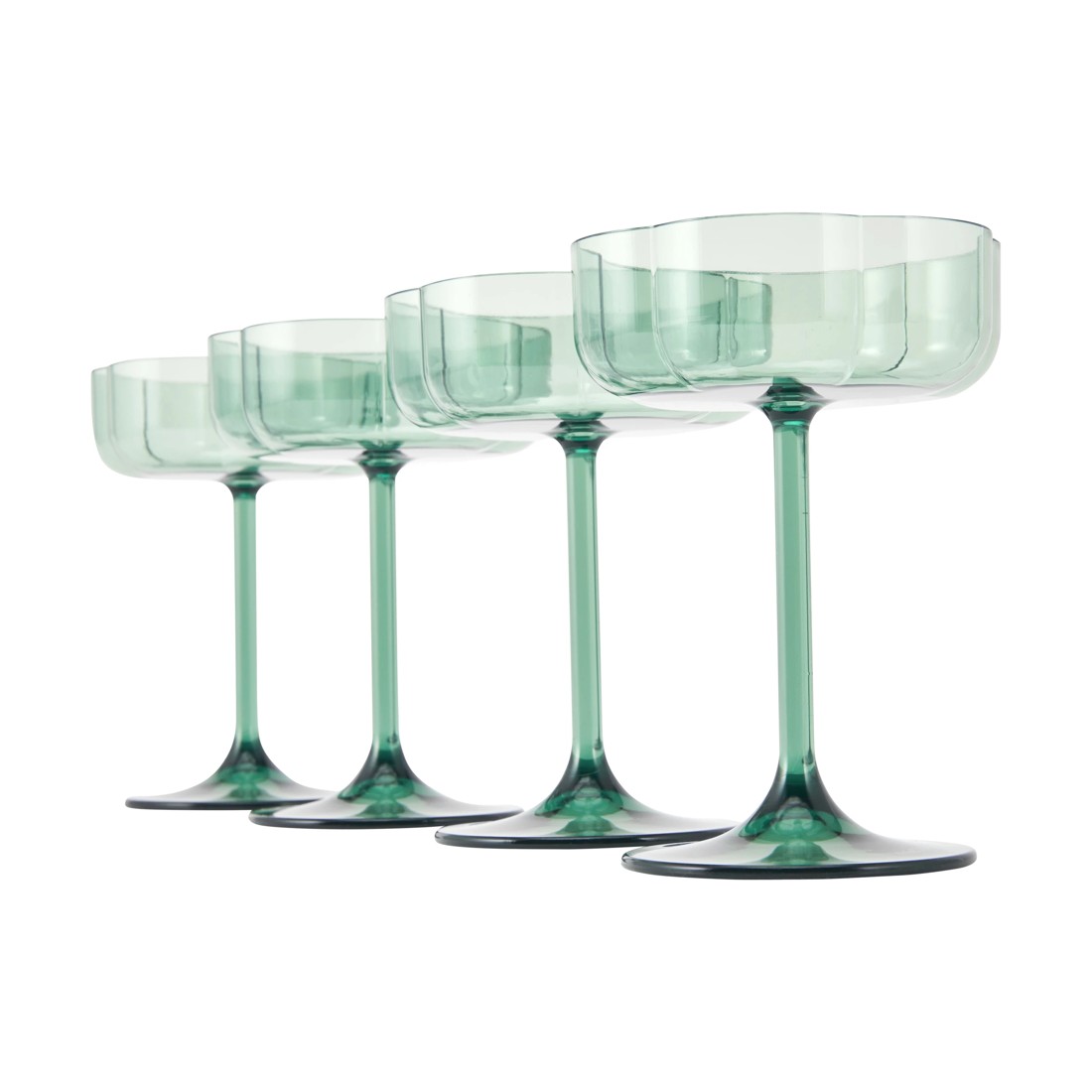 1 4 Green Acrylic Ripple Cocktail Glasses, 1 of 4