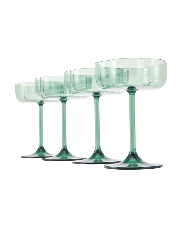 4 Green Acrylic Ripple Cocktail Glasses