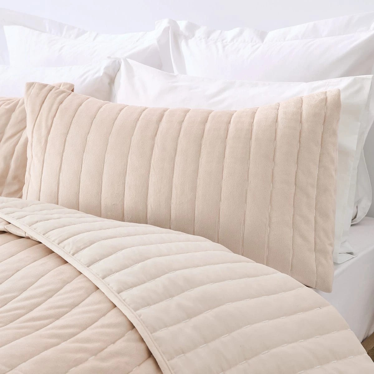 2 Velvet Coverlet Set - Queen/King Bed, Nude, 2 of 6
