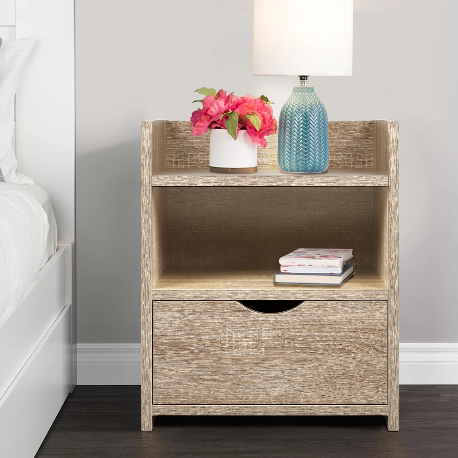 5 Alfordson 2x Bedside Table Nightstand 1 Drawer - Oak, 5 of 10