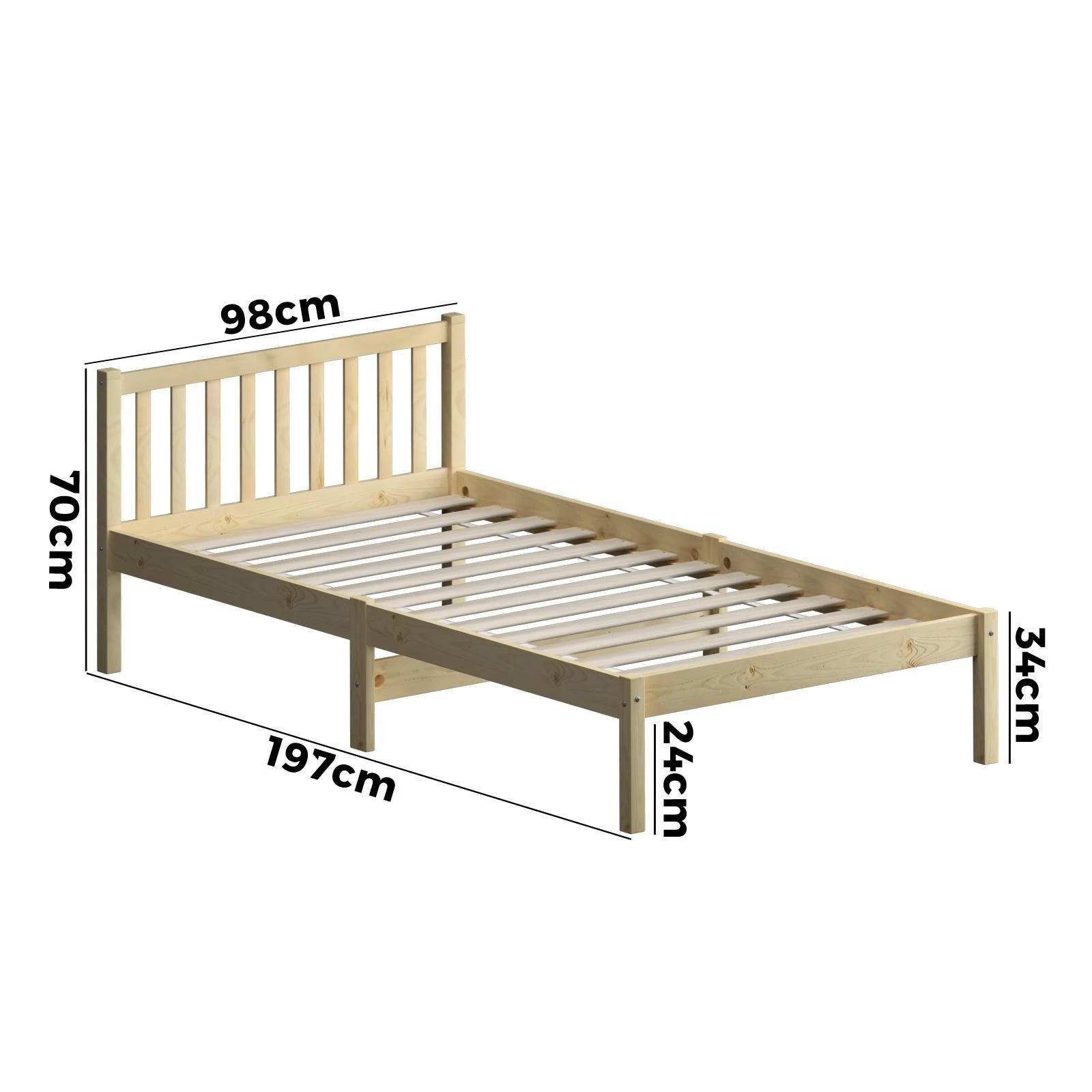 10 Oikiture Bed Frame Single Size Wooden Kids Bed Timber Base Platform
 - Natural, 10 of 10