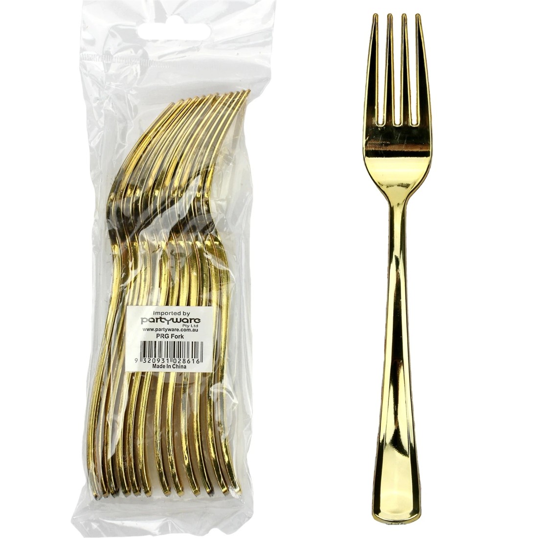 1 Partyware Gold Reusable Plastic Forks (Pack of 12), 1 of 1