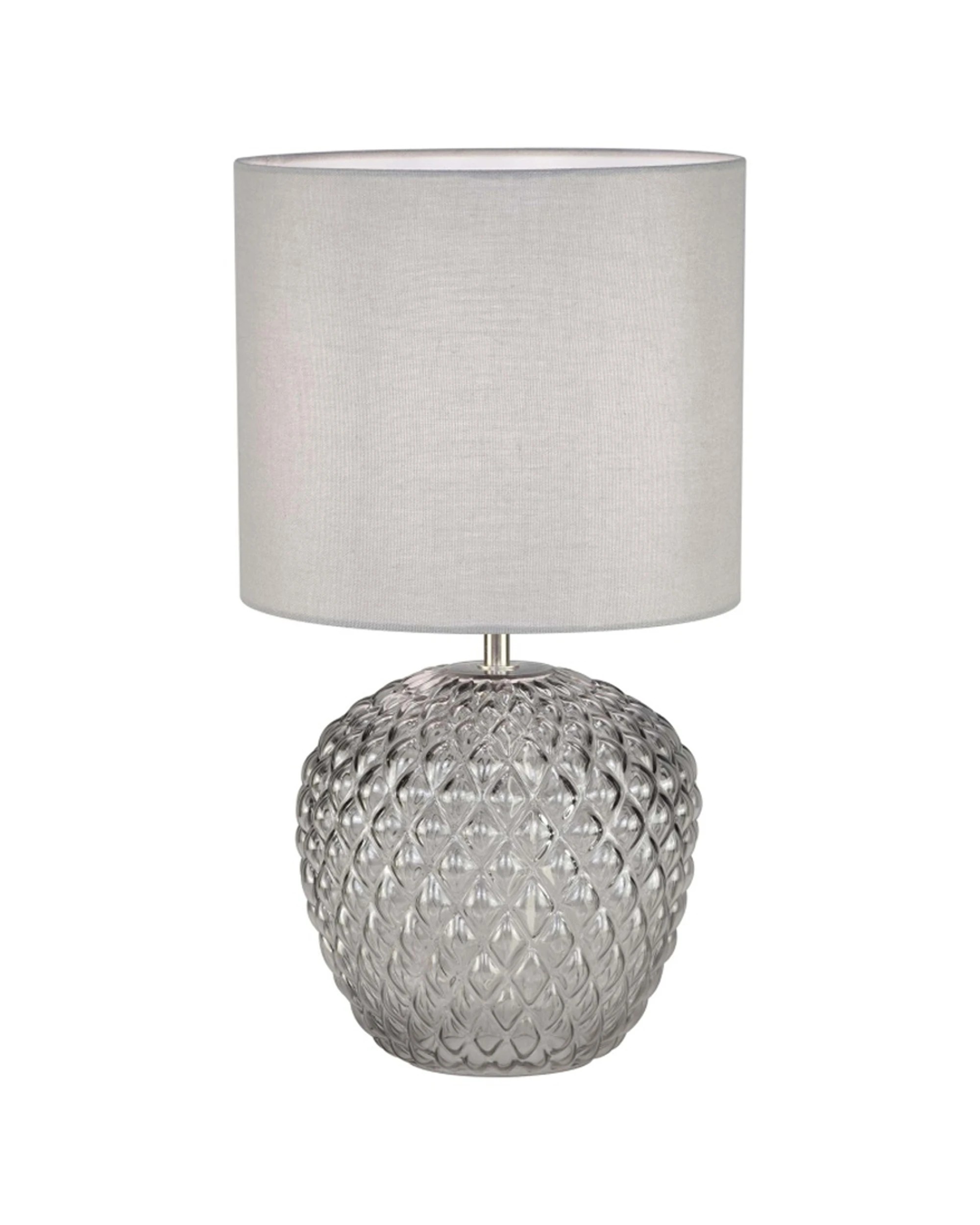 1 Urban Style Annie Table Lamp Embossed Glass Base Fabric Inline Switch - Grey, 1 of 4