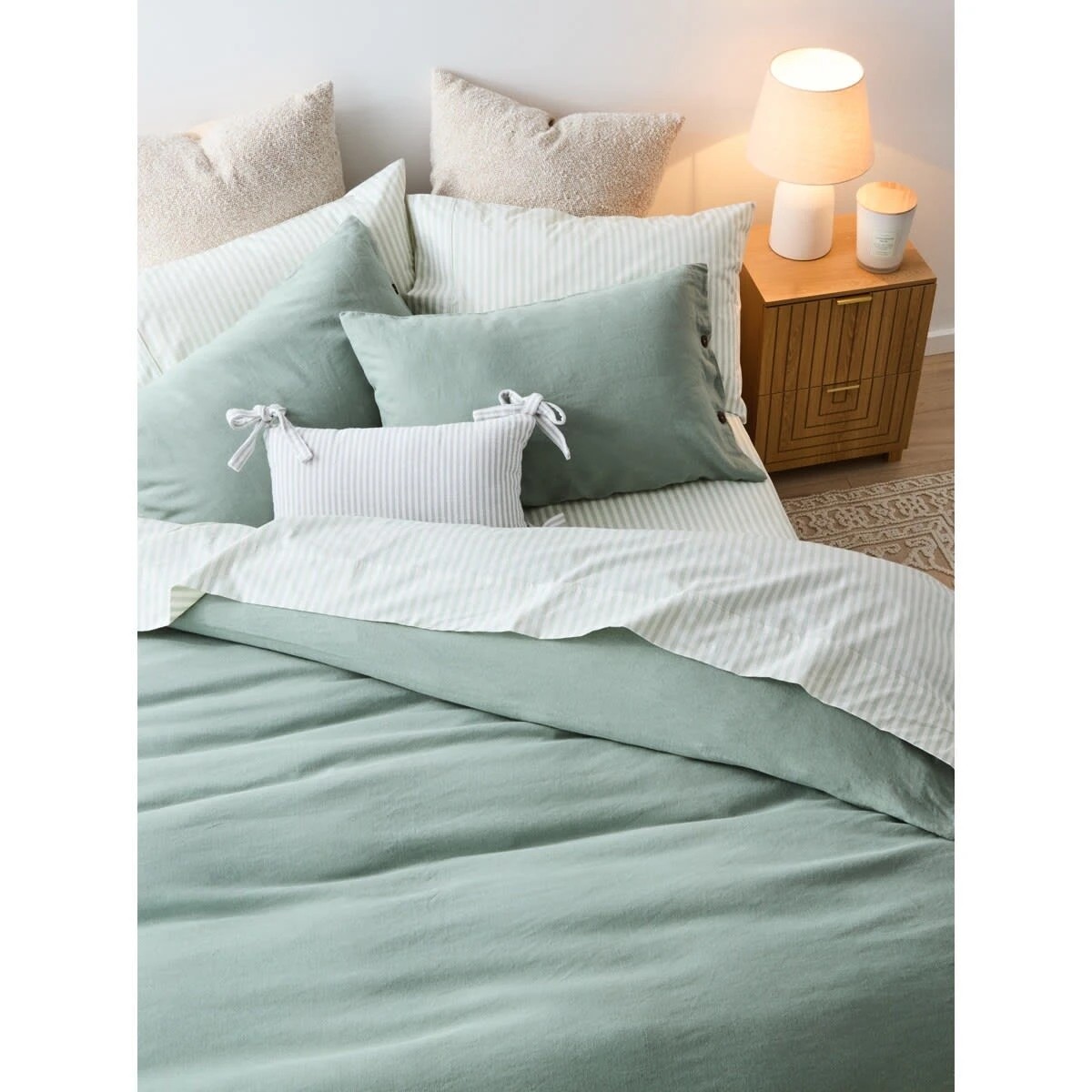 5 Stripe Bow Cushion - Sage, 5 of 5