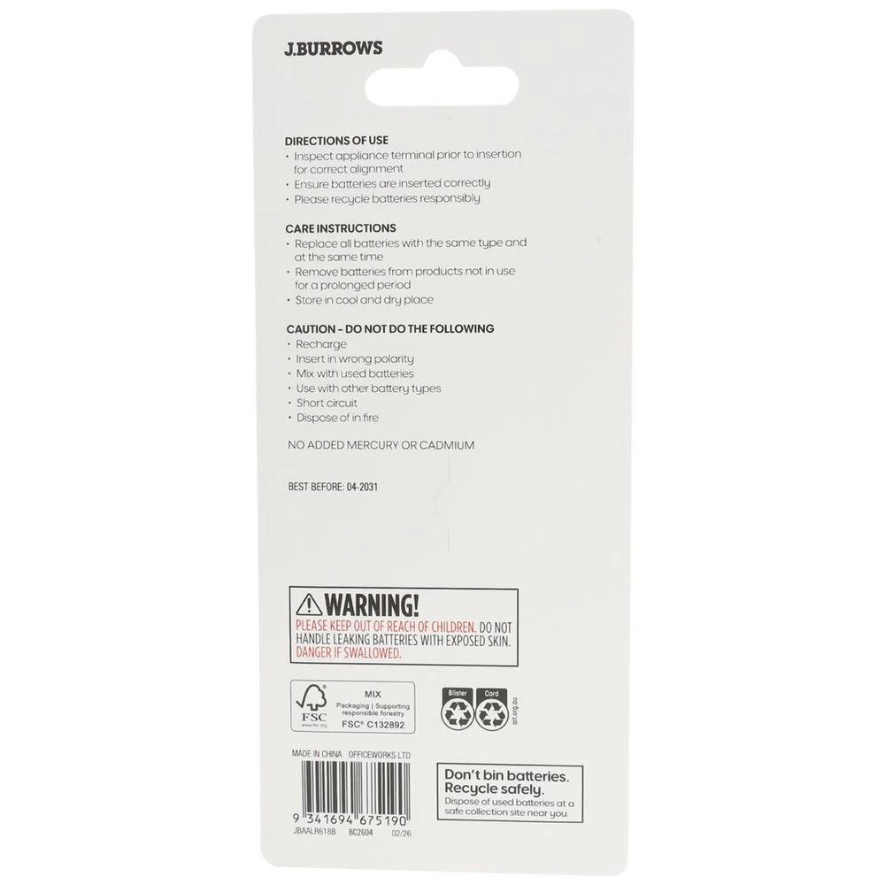 2 J.Burrows AA Batteries 18 Pack, 2 of 6