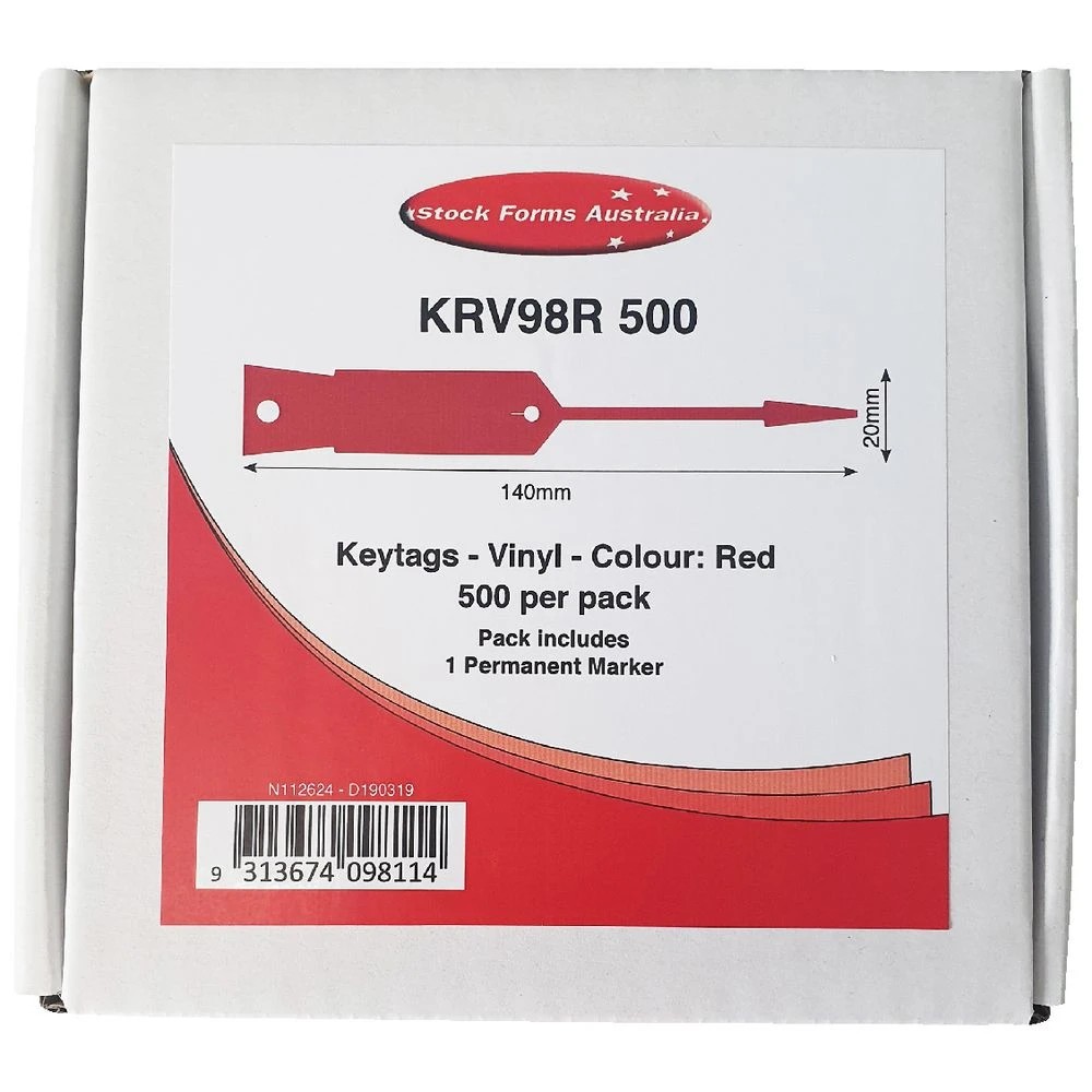 3 Disposable Vinyl Key Tags Red 500 Pack, 3 of 3