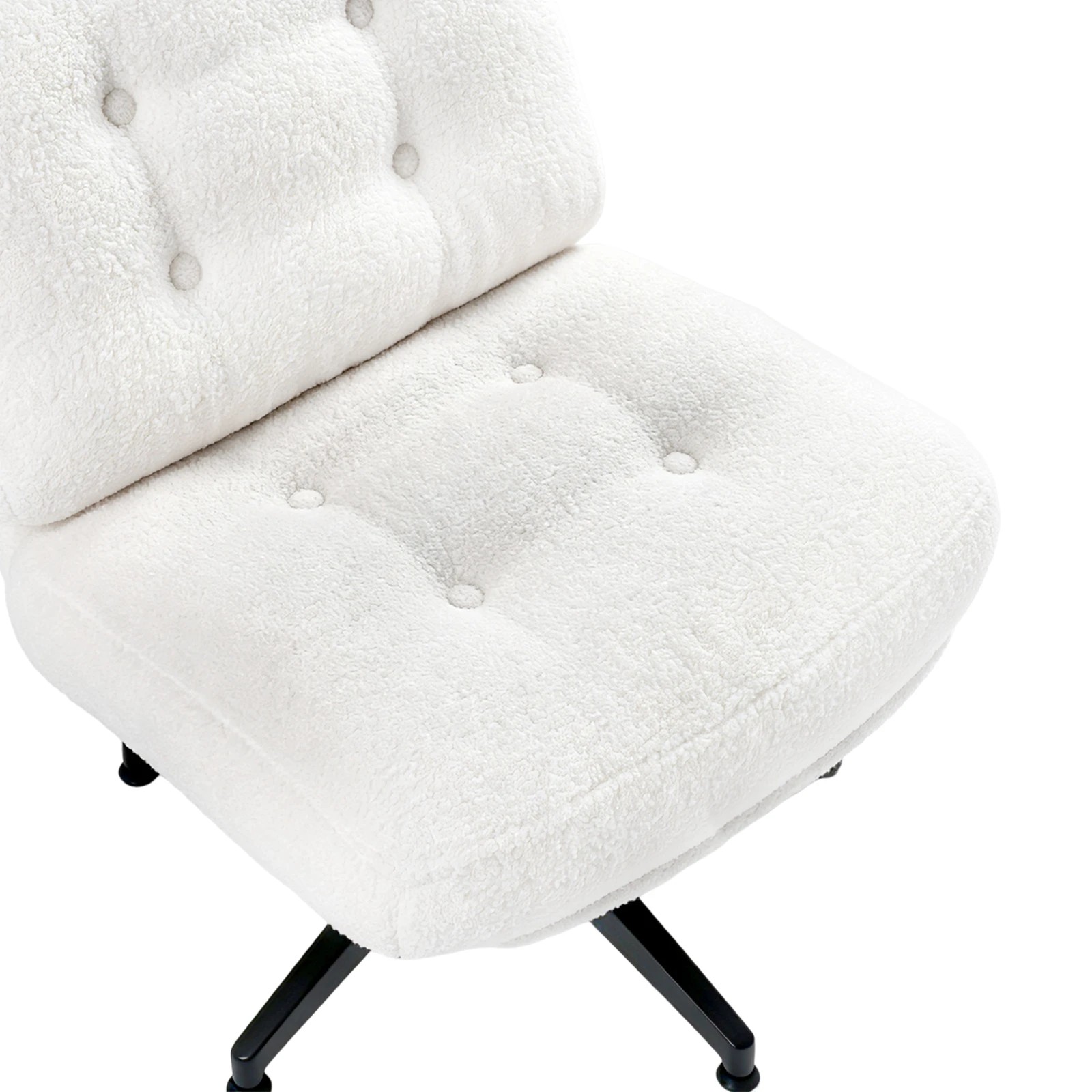 5 Advwin Armless Office Chair Teddy Fleece Ergonomic Cross Legged Chair Swivel Vanity Chair - White, 5 of 9