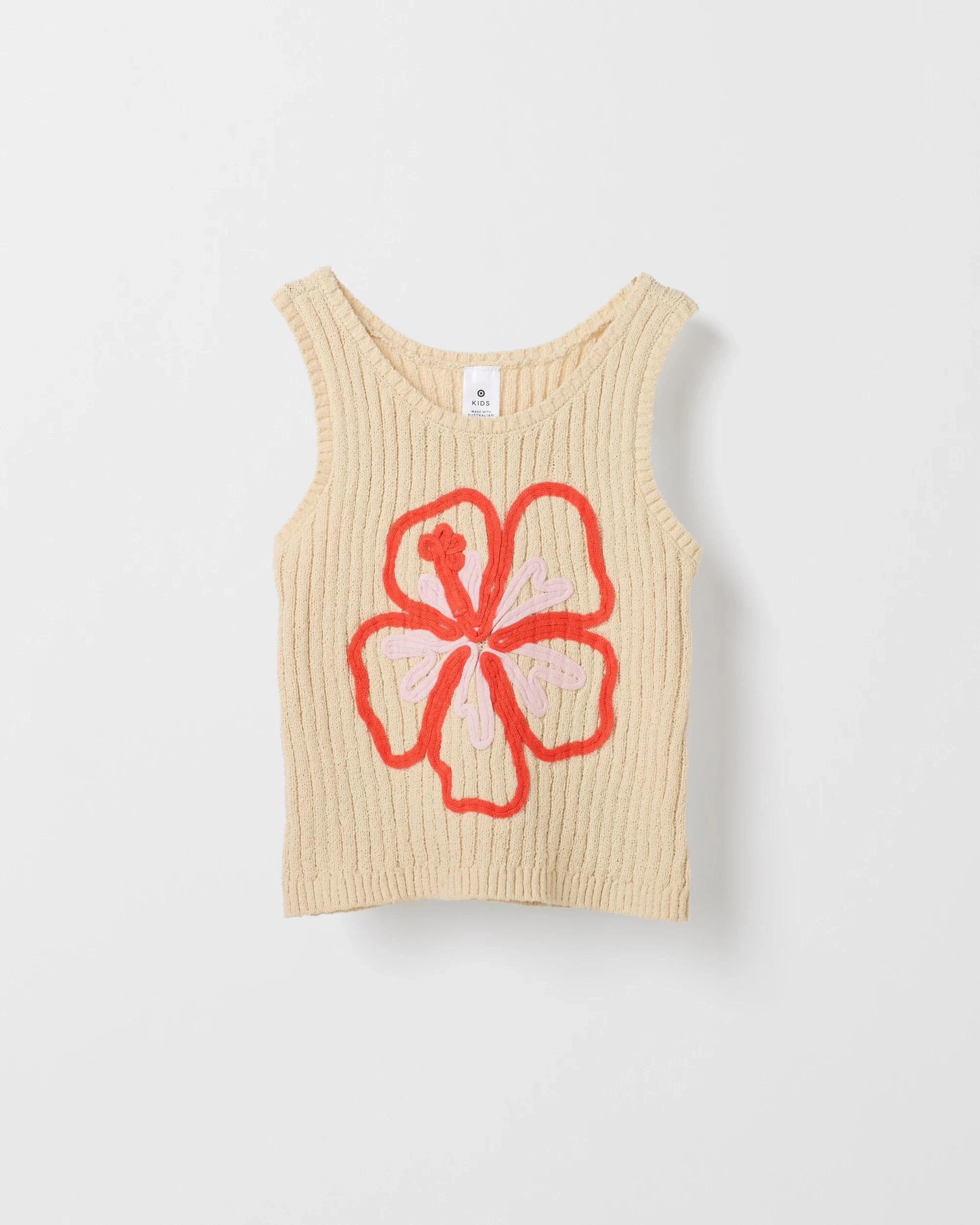 5 Target Australian Cotton Blend Knit Tank CREAM HIBISCUS, 5 of 6