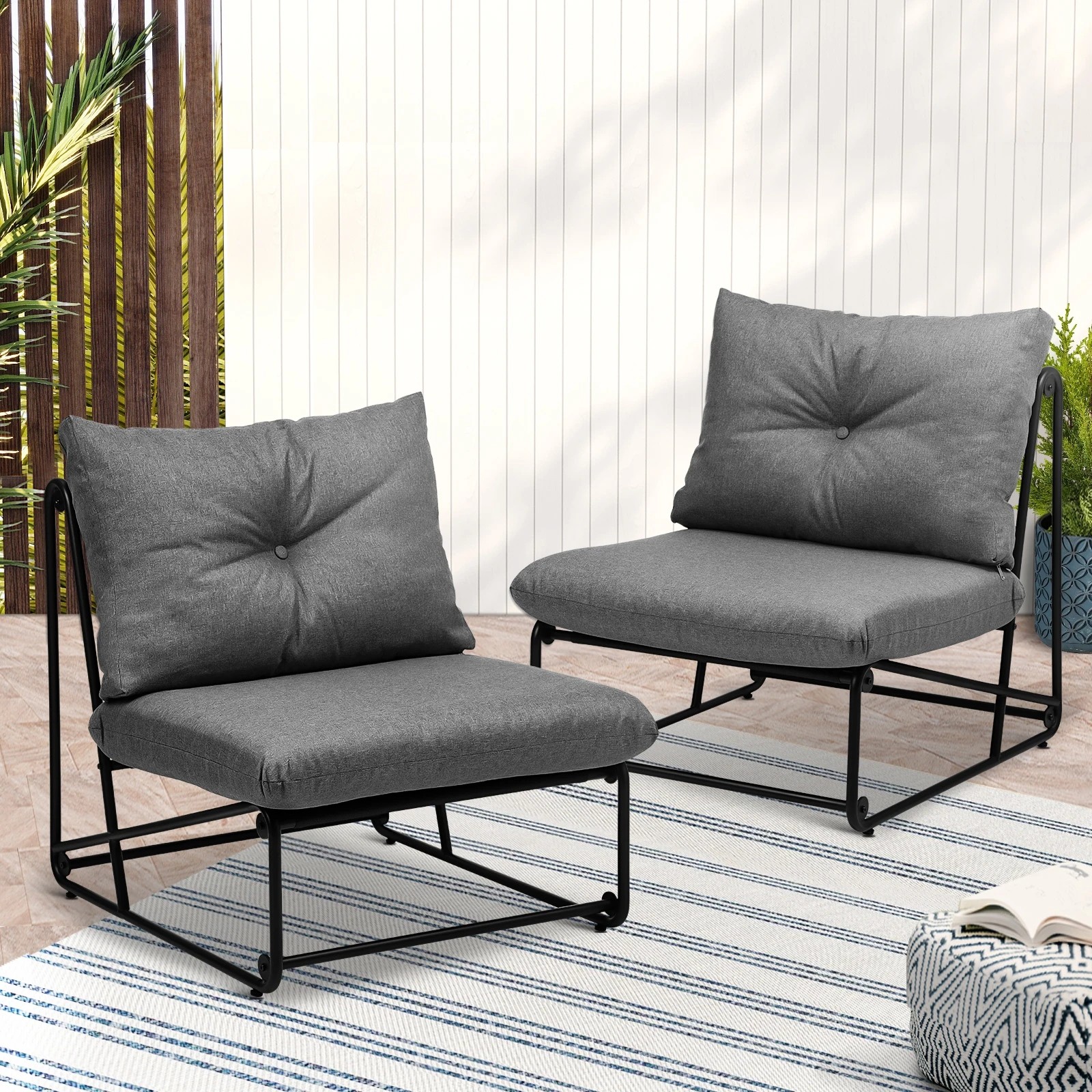 2 Livsip 2pcs Outdoor Dining Chairs Patio Furniture Sofa Lounge Chair Garden
 - Multi, 2 of 10
