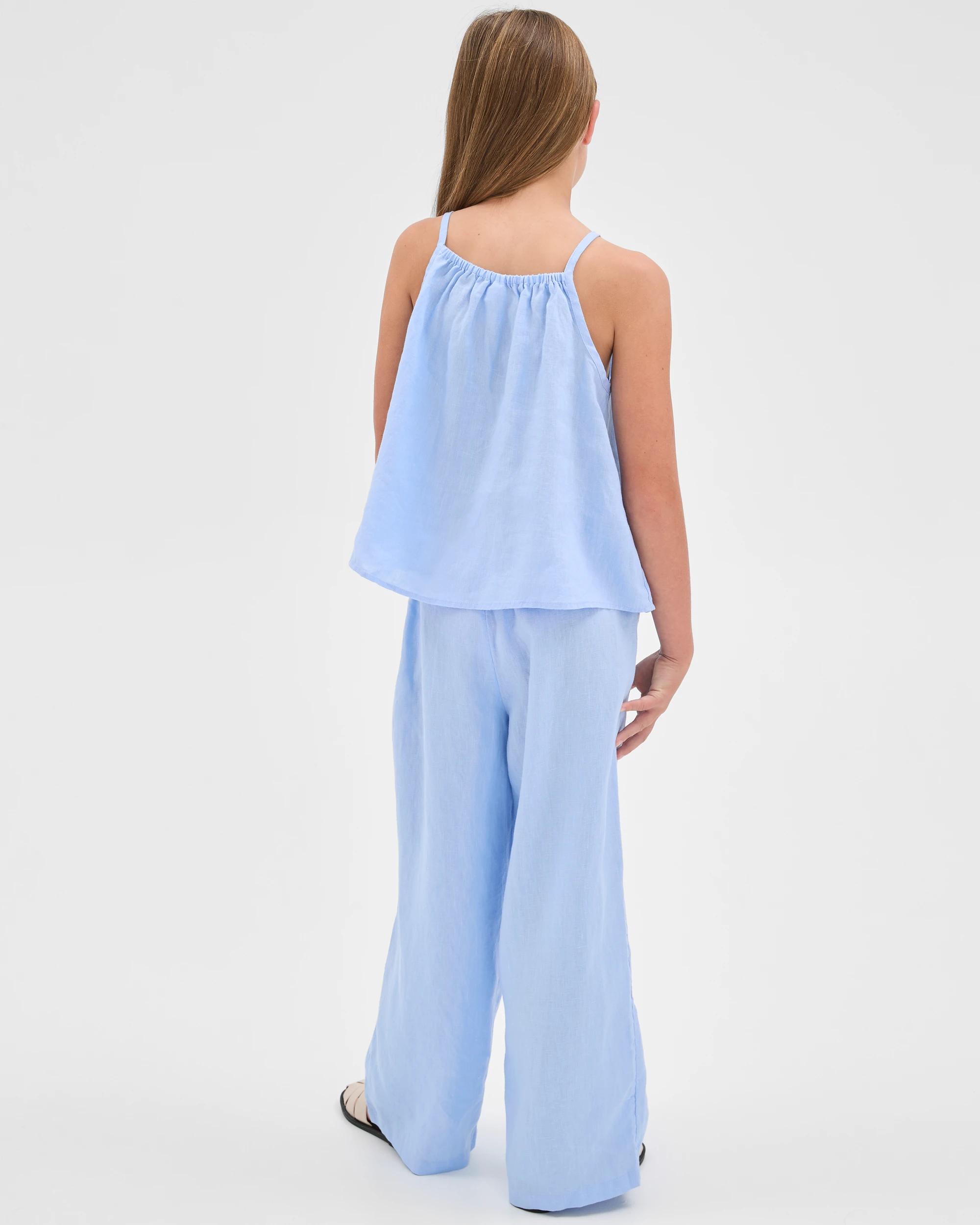 4 Target Kids European Linen Wide Leg Pants BLUE, 4 of 6