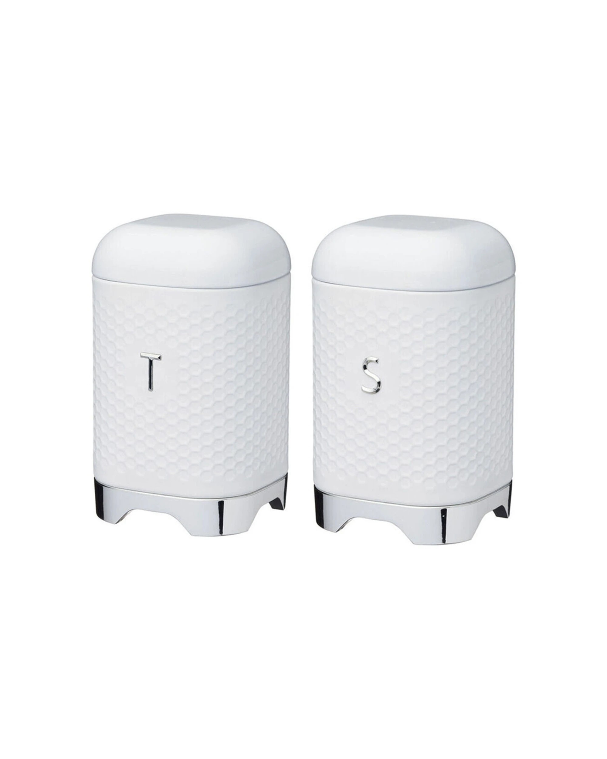 1 Kitchen 2pc Craft Lovello Retro Tea Canister Sugar Jar ComboTextured Finish Carbon Steel - White, 1 of 7